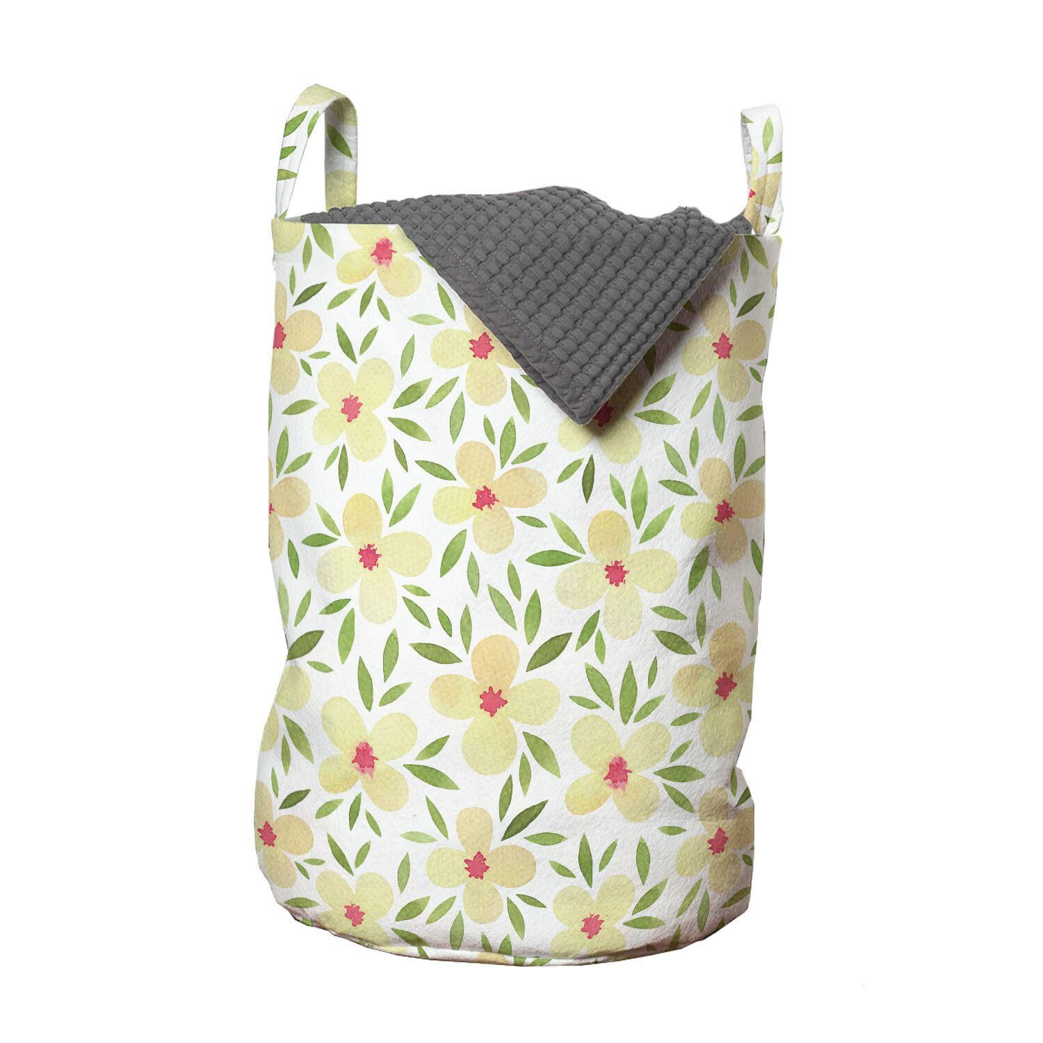 Abakuhaus Wäschesäckchen Wäschekorb mit Griffen Kordelzugverschluss für Waschsalons, Blumen Aquarell Kleine Blumen | Wäschesäcke