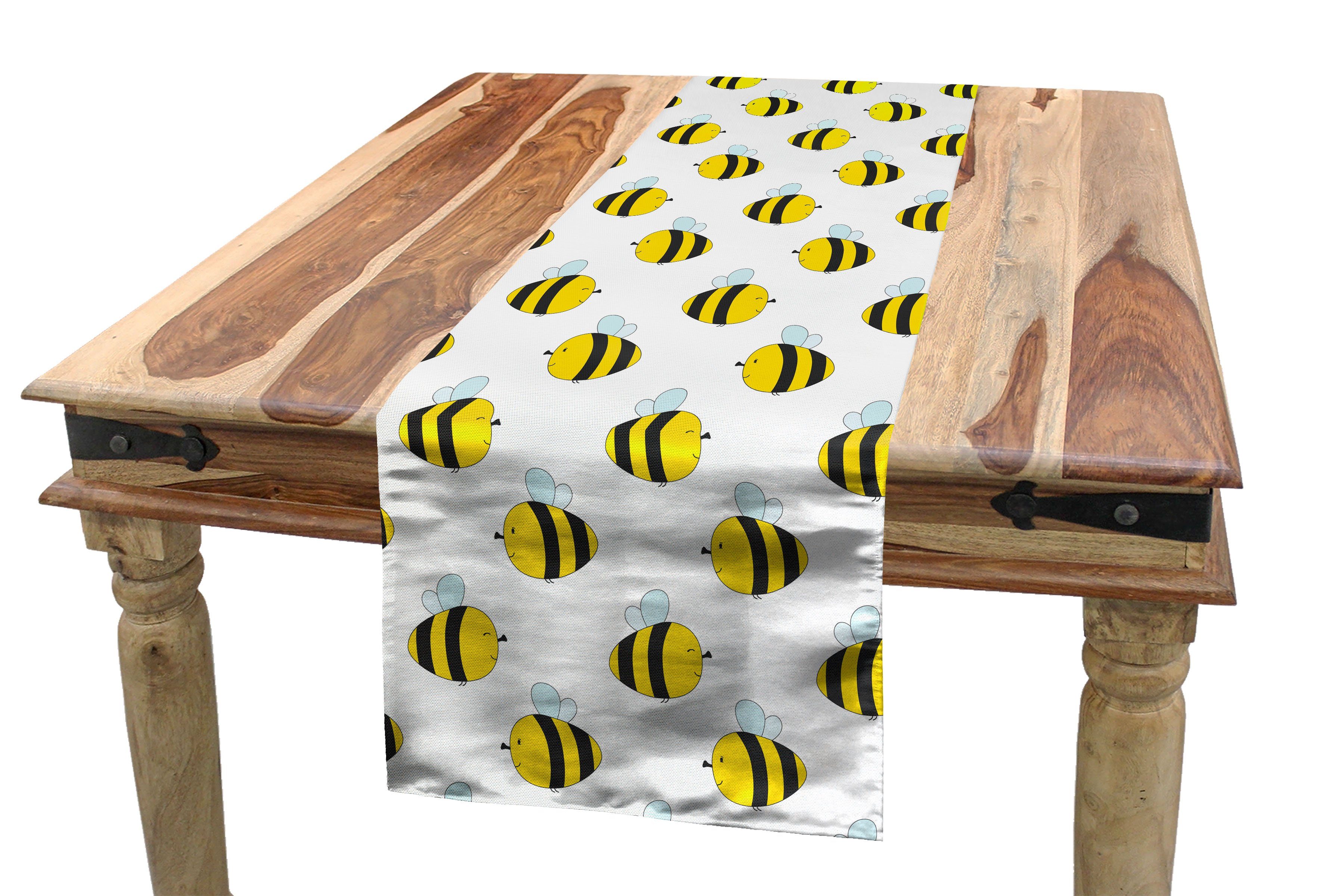 Abakuhaus Tischläufer Esszimmer Grafische Bee Dekorativer Tischläufer, Honey Rechteckiger Küche Fliegende Insekten
