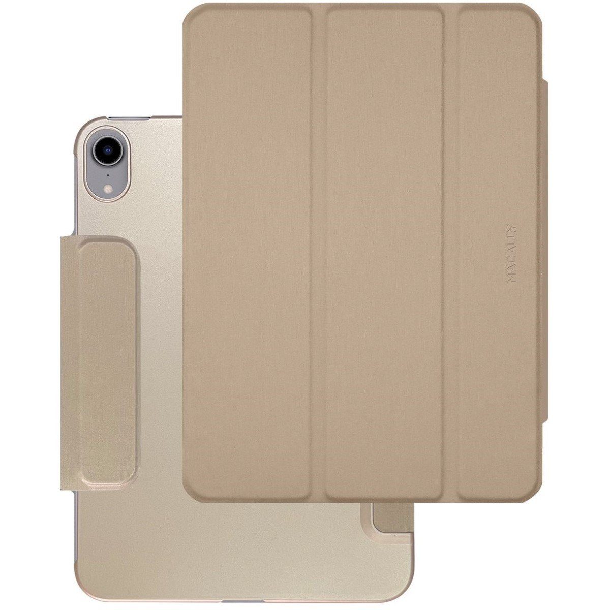 Macally Tablet-Hülle Smart Case Tasche Book-Stand Cover Hülle Gold, Standfunktion Magnet-Verschluss für Apple iPad mini 7 2024 6 2021 8,3"