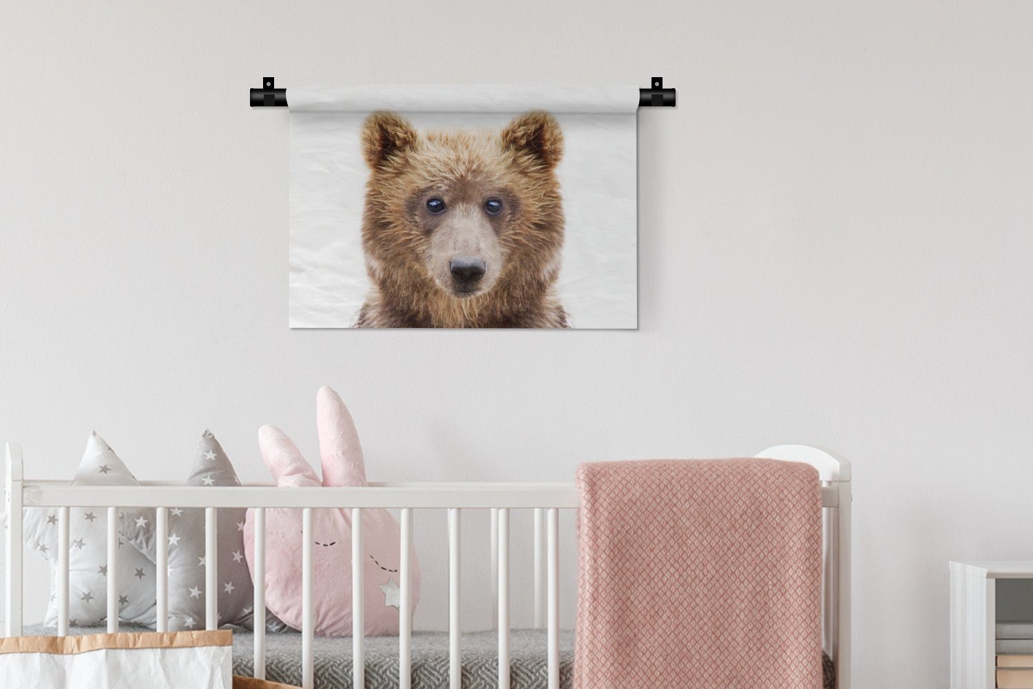 Natur, - Wanddeko Wanddekoobjekt Tiere Braun - Wohnzimmer, Kinderzimmer Bär Wandbehang, - MuchoWow für Schlafzimmer, Kleid,