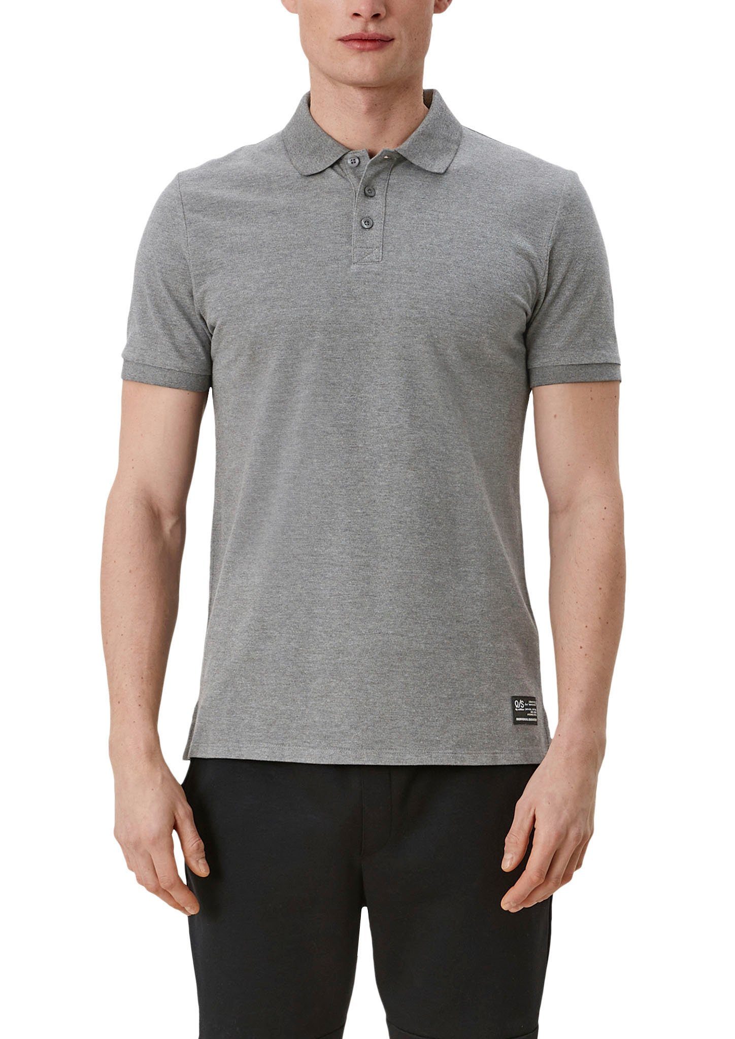QS Poloshirt Einschnitte an grey/black den Seiten