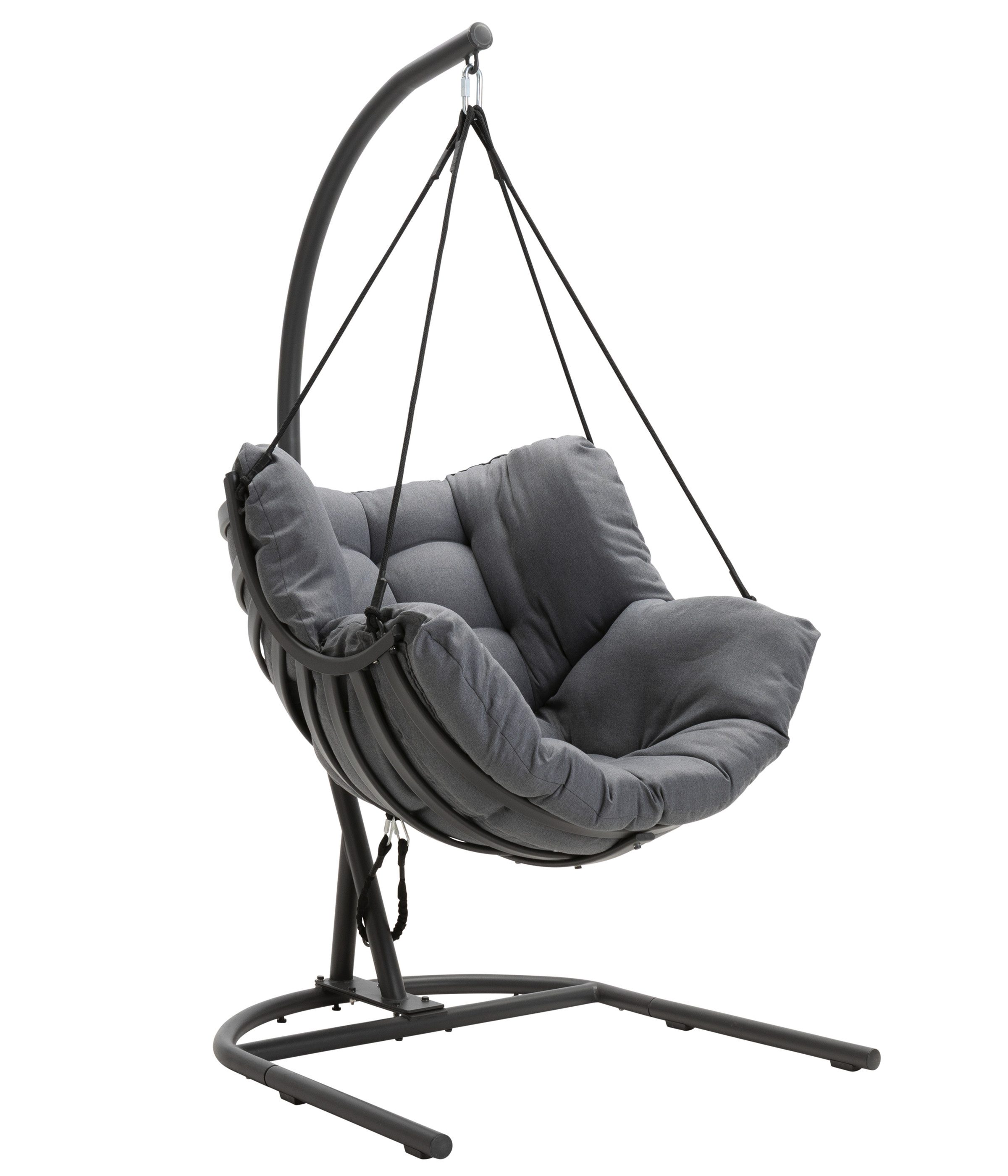 Dehner Hängesessel Chicago, 110 x 196 x 107.5 cm, Stahl / Polyester, moderner Hängekorb inkl. gemütlichem Sitzpolster