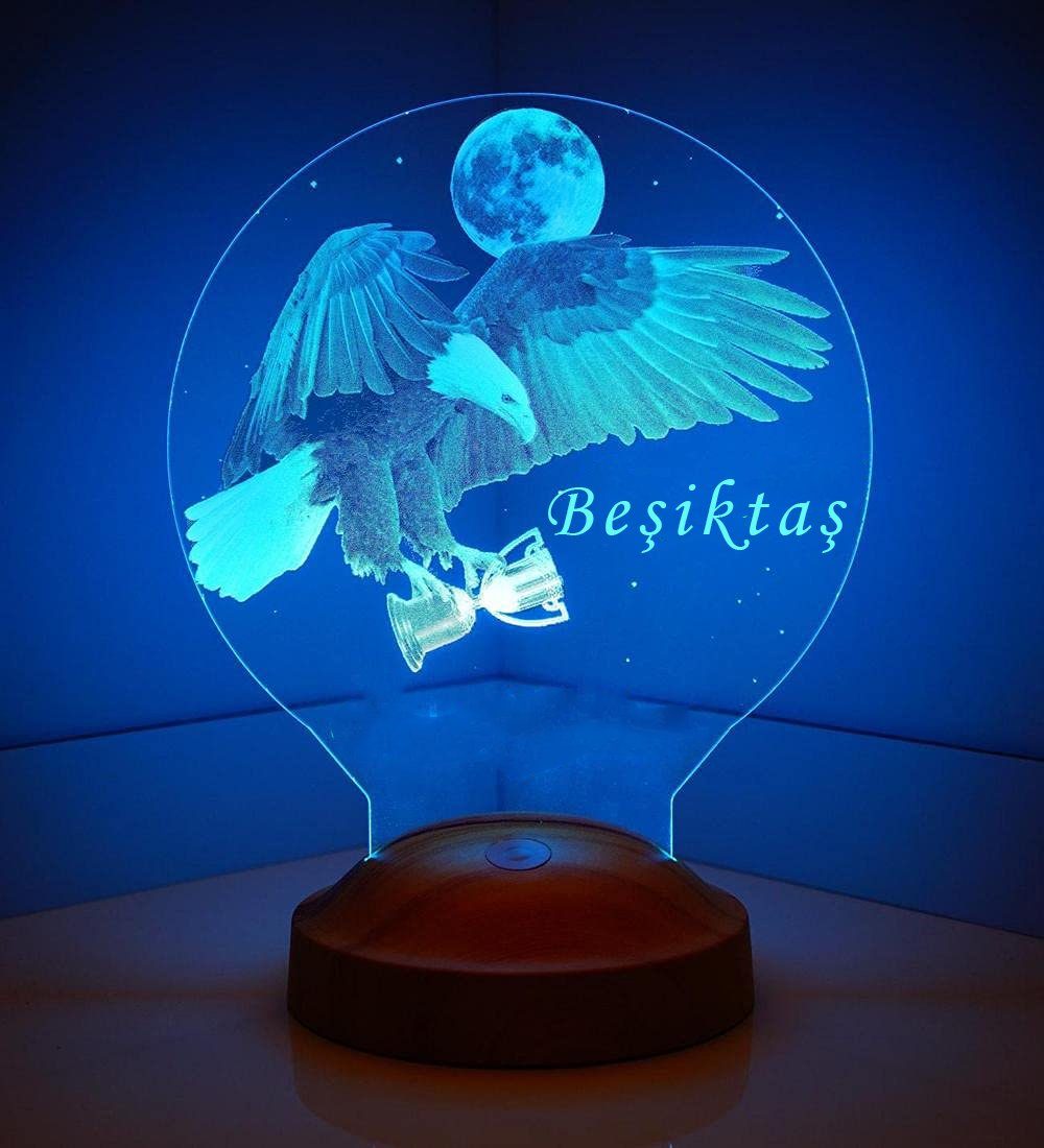 Geschenkelampe LED Nachttischlampe Besiktas Fanartikel 3D Gravur Illusion Nachtlicht Geschenk für BJKFans, Leuchte 7 Farben fest integriert, Fußball Fans, Gesch – Bild 5 von 5