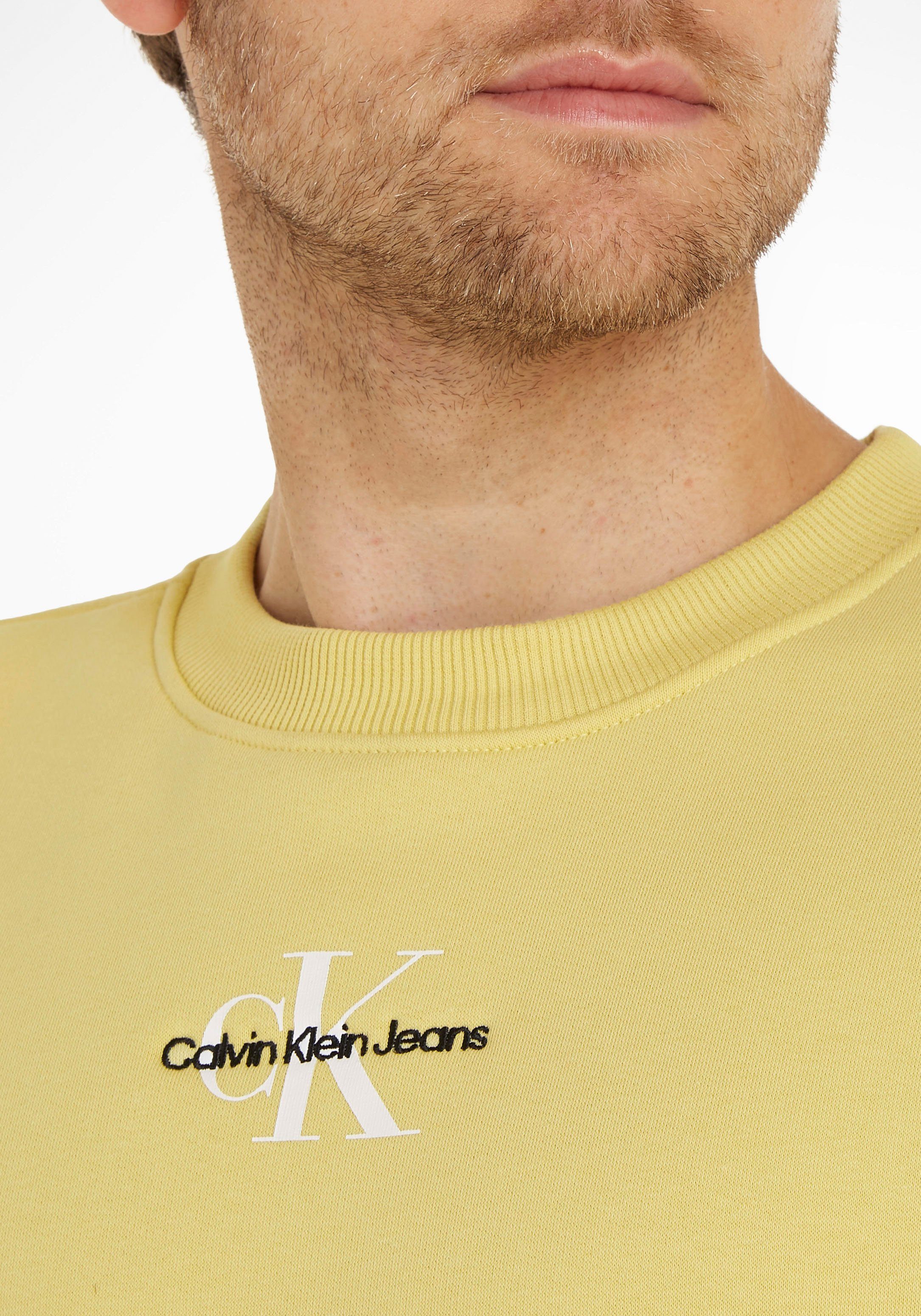Calvin Jeans CREW Klein MONOLOGO Sand Yellow NECK Sweatshirt