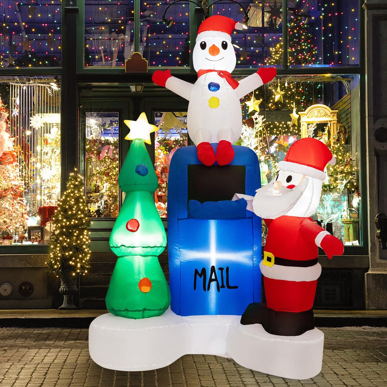 185 aufblasbar, LED-Lichtern, cm mit integrierten COSTWAY Weihnachtsmann,