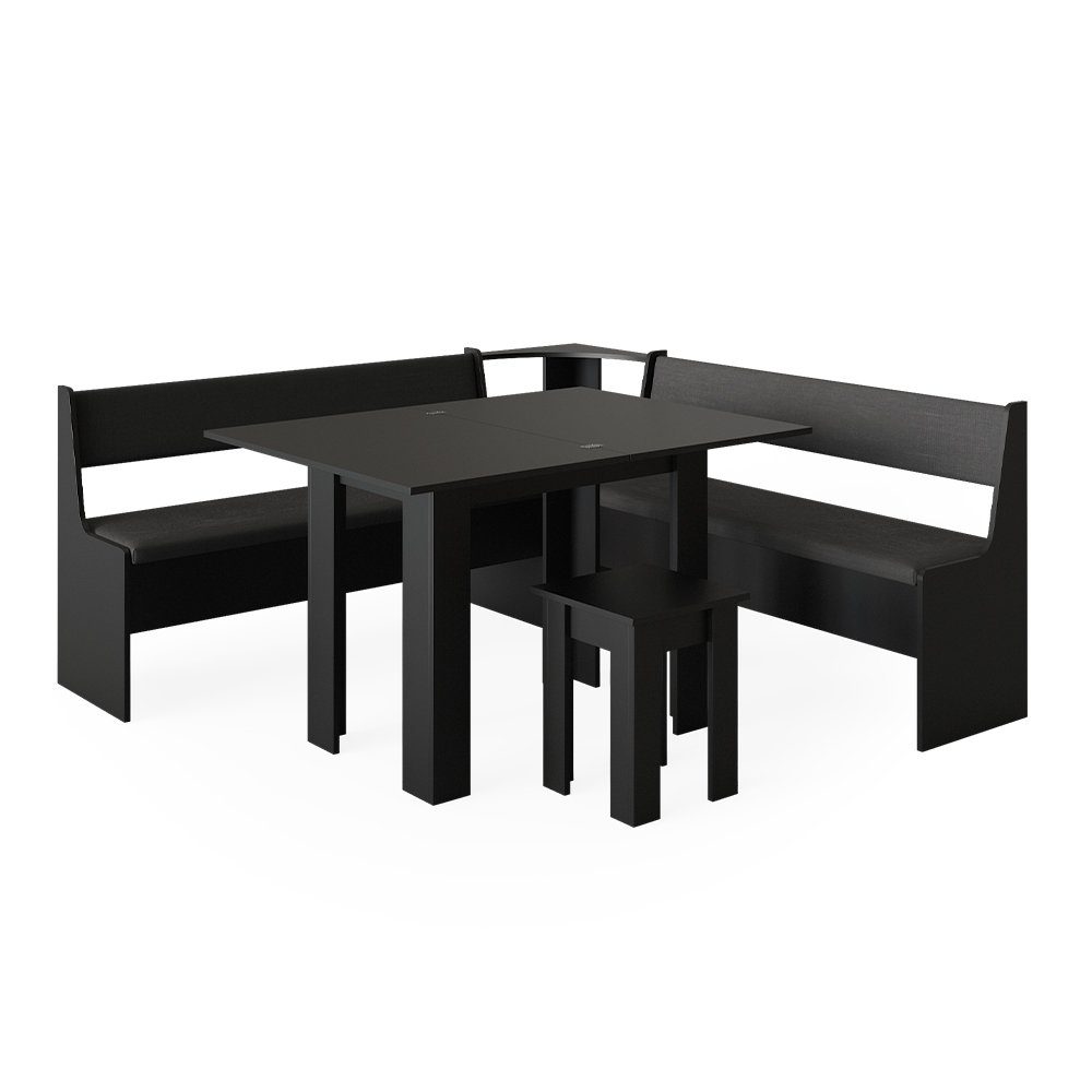 Vicco Sitzgruppe Roman, Schwarz, 180 x 180 cm mit Tisch, (Set, 5-tlg., 5-er Set), Truhenfunktion. Reduzierter Preis € 414,90. Unverbindliche Preisempfehlung € 575,90