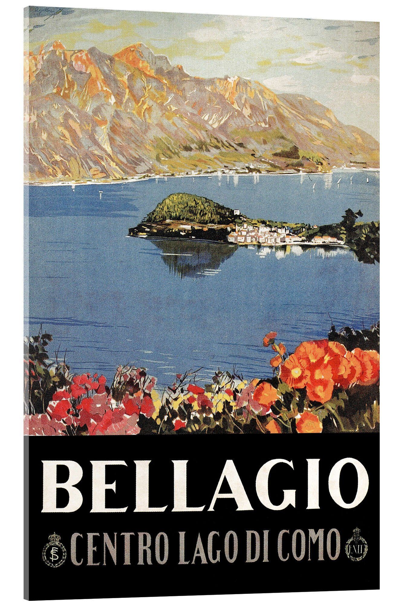 Posterlounge Wandbild Italien - Bellagio, Vintage Travel Collection, erhältlich als Poster, Leinwandbild, Wandsticker oder Acrylglasbild