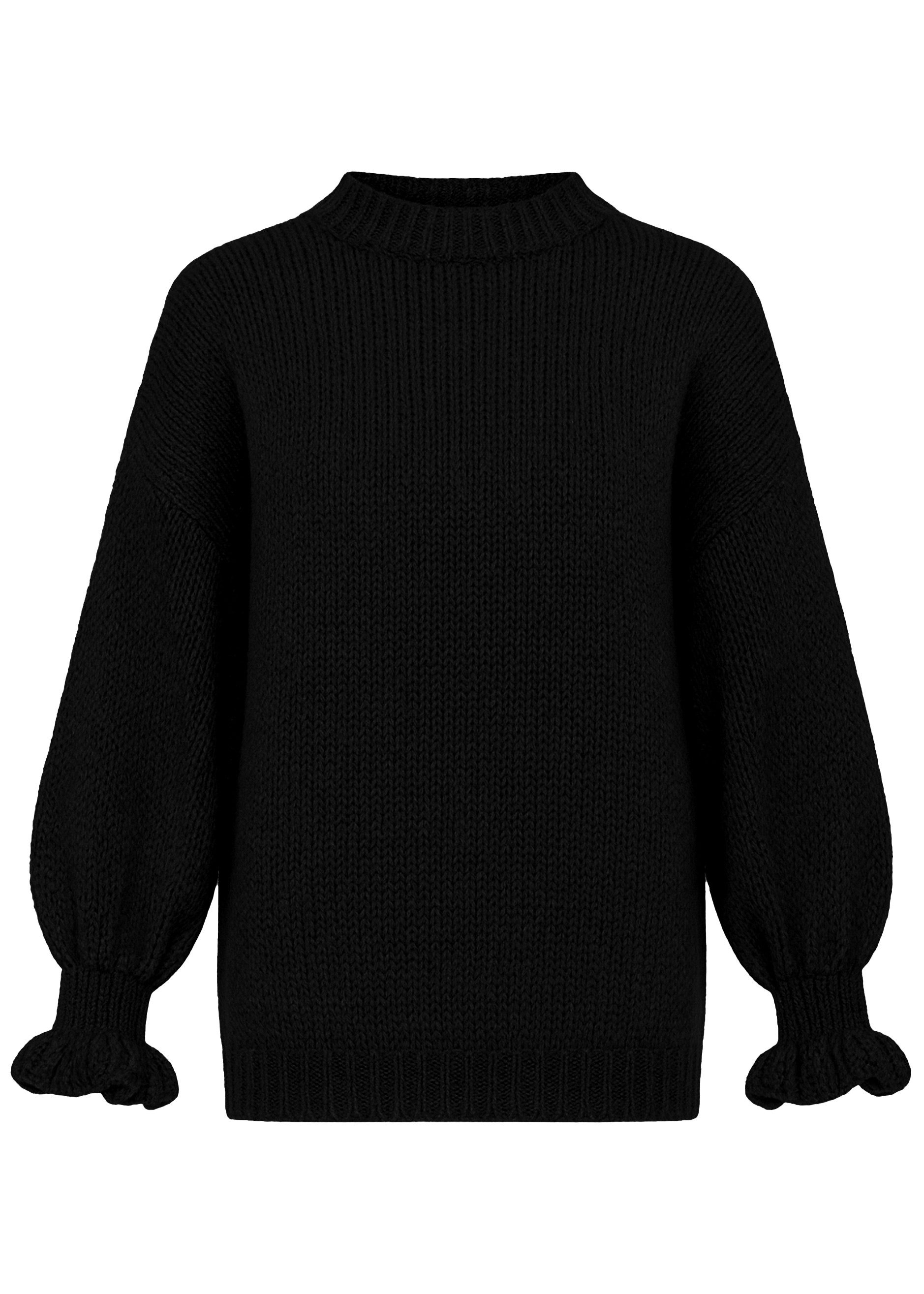 Strickpullover Pullover mit Volantärmeln für Damen