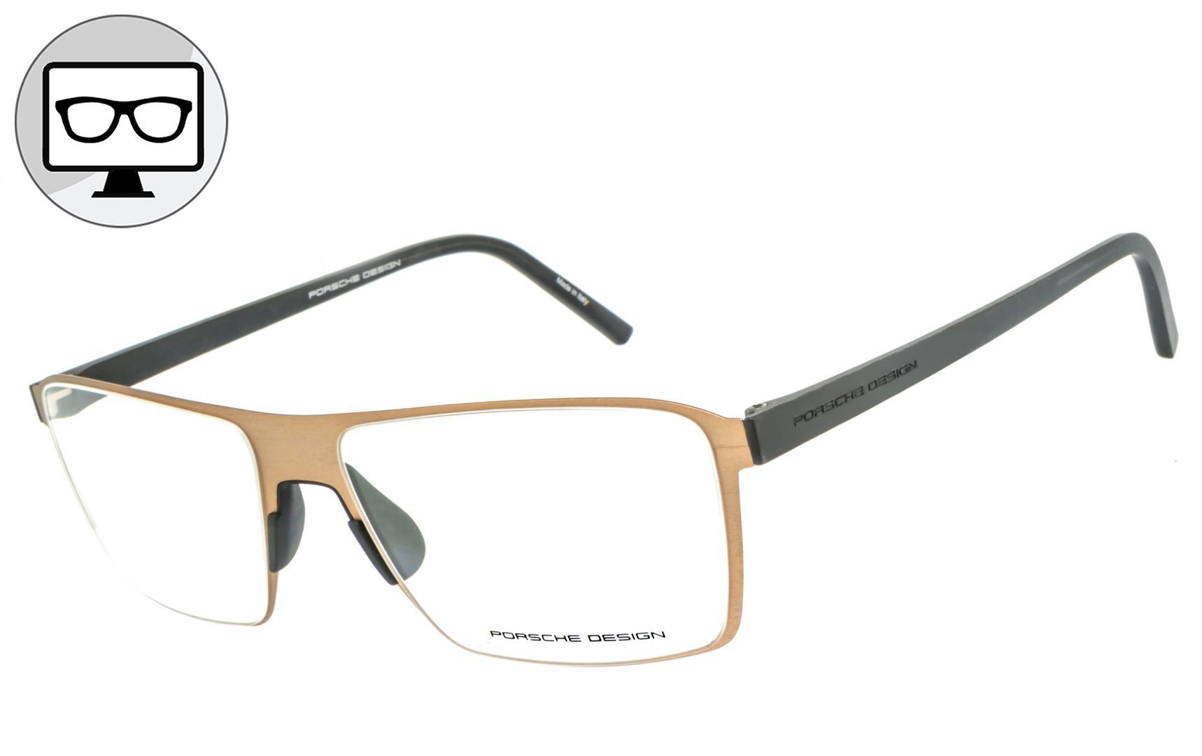 PORSCHE Design Brille Blaulichtfilter Brille, Blaulicht Brille, Bildschirmbrille, Bürobrille, Gamingbrille, ohne Sehstärke