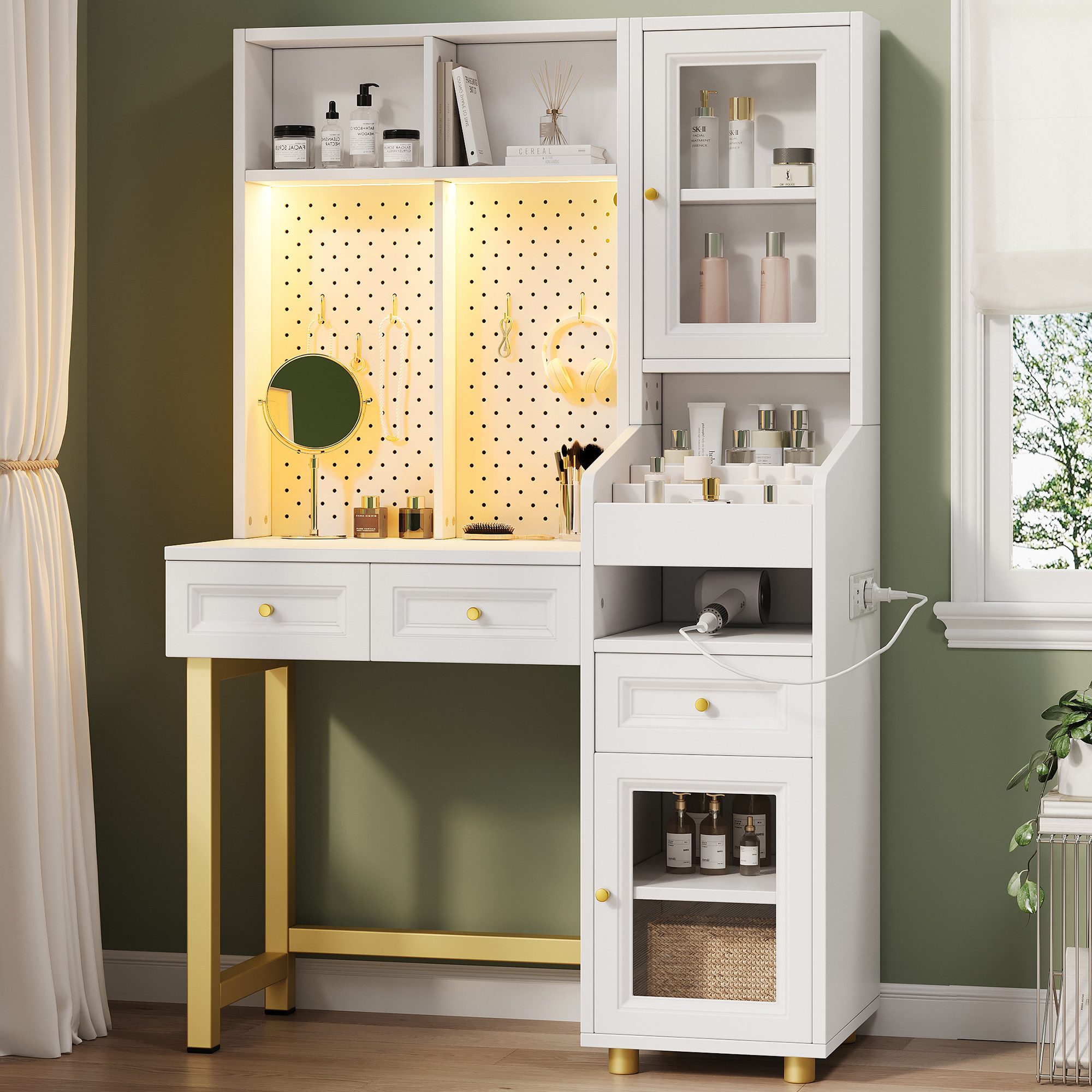 Schminktisch Lochwand-Organizer (mit 5 Haken)