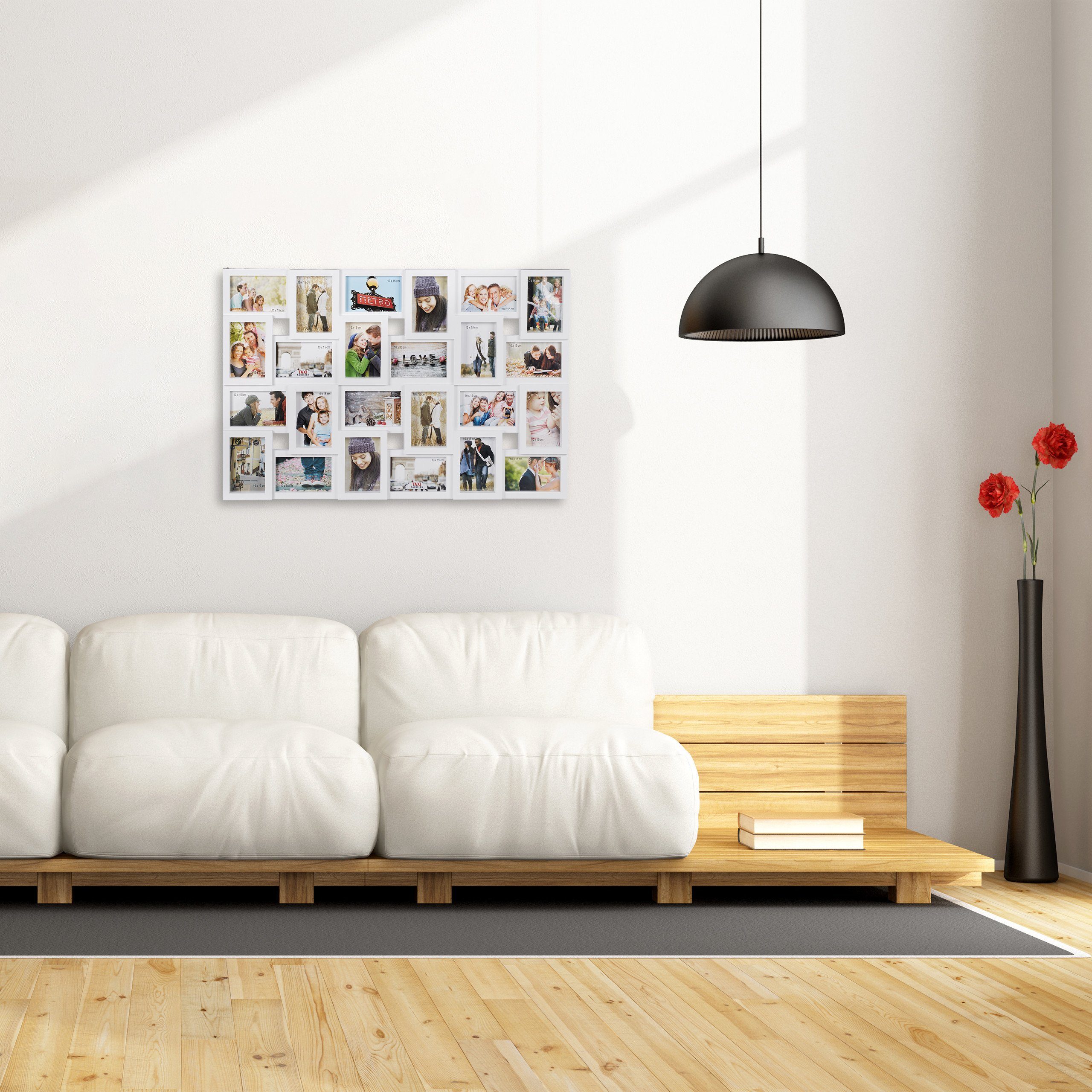 relaxdays Bilderrahmen Collagen 24 Bild, weiß