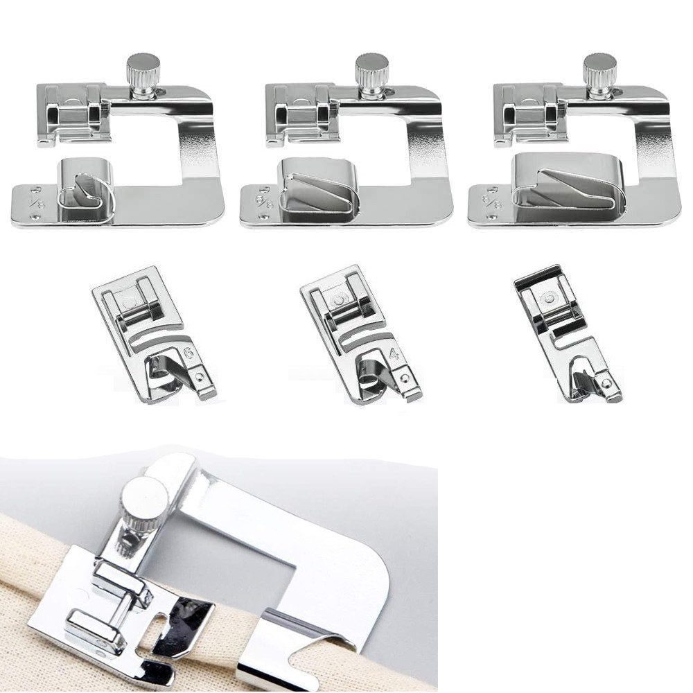 Nähmaschine 6 Stück Nähfüsse Edelstahl Nähmaschine Saumfuß Saumfuss Silber
