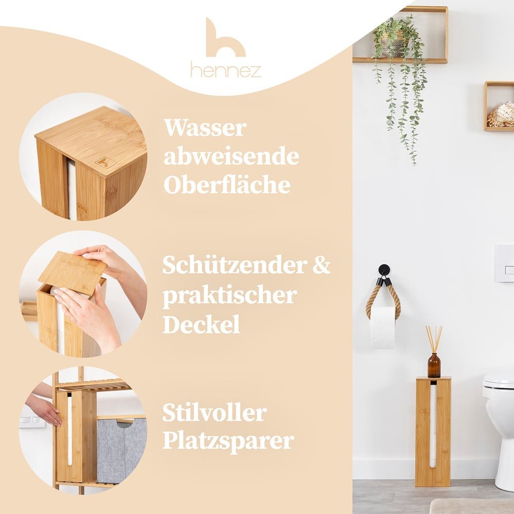 HENNEZ Toilettenpapierhalter Toilettenpapier-Aufbewahrung "Maria" - Bambus günstig online kaufen