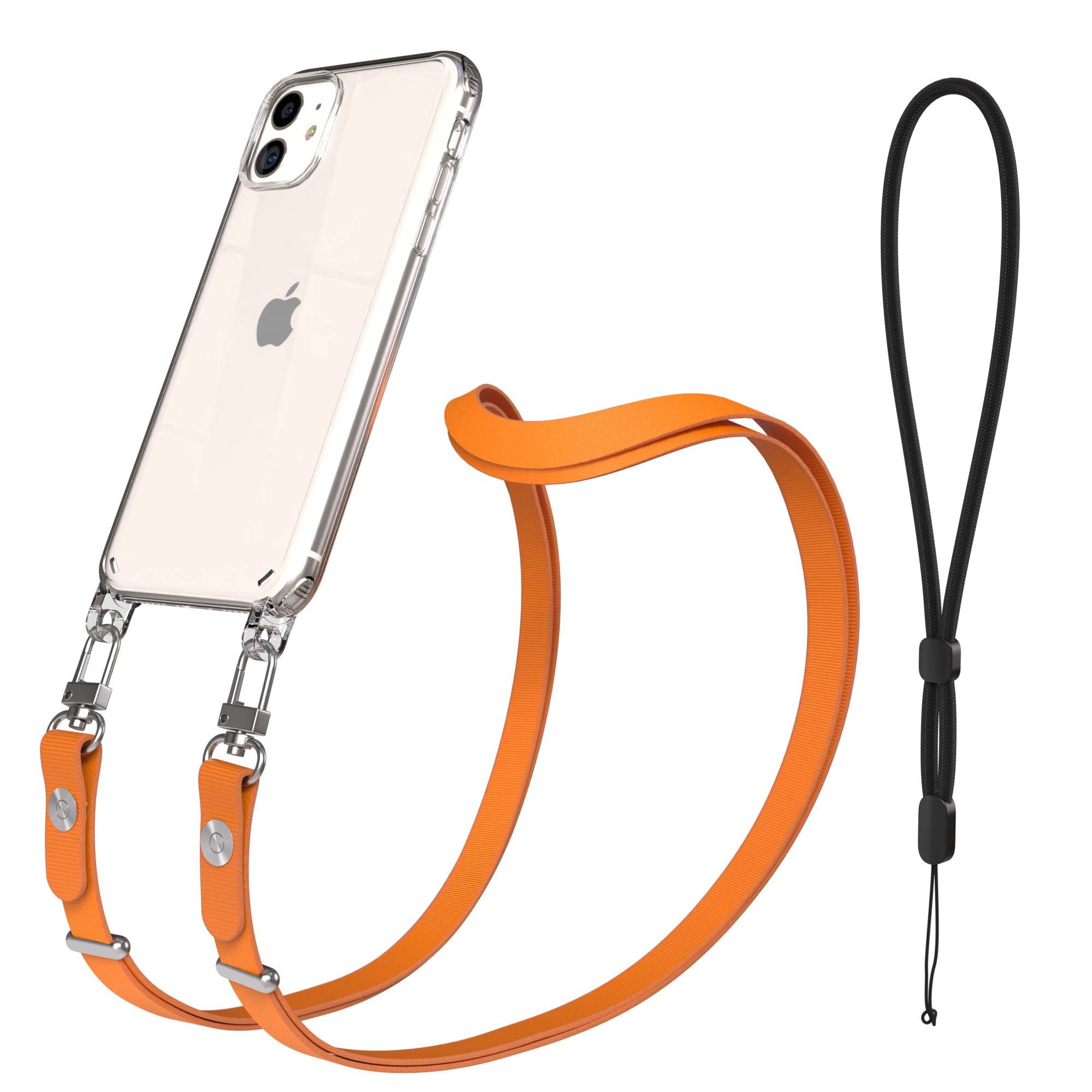 EAZY CASE Handykette für Apple iPhone 11 Handyhülle mit Handyband magnetisch, Umhängeband fürs Handy in Orange mit Magnetband bis 1,90 m