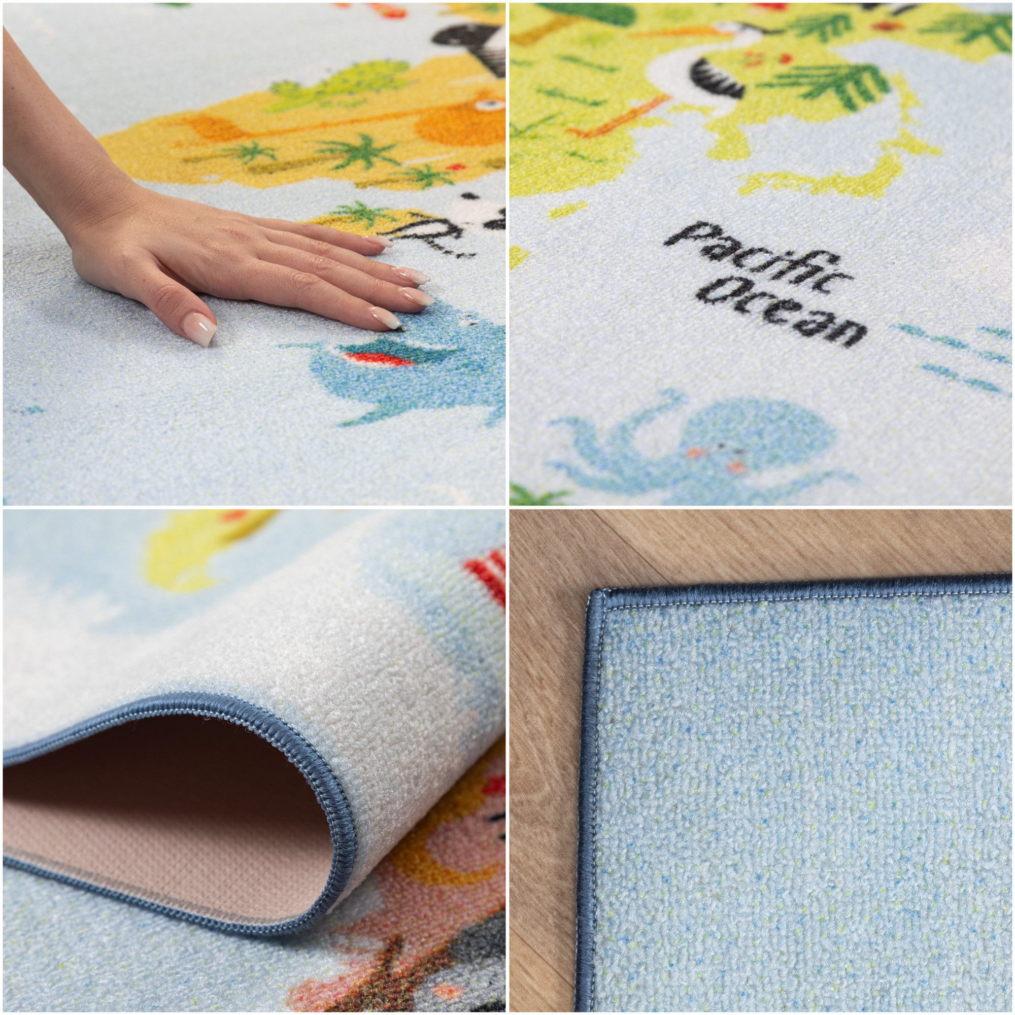 Carpettex Kinderteppich Weltkarte mit Tierdesign, Läufer, Höhe: 7 mm, Kinde günstig online kaufen