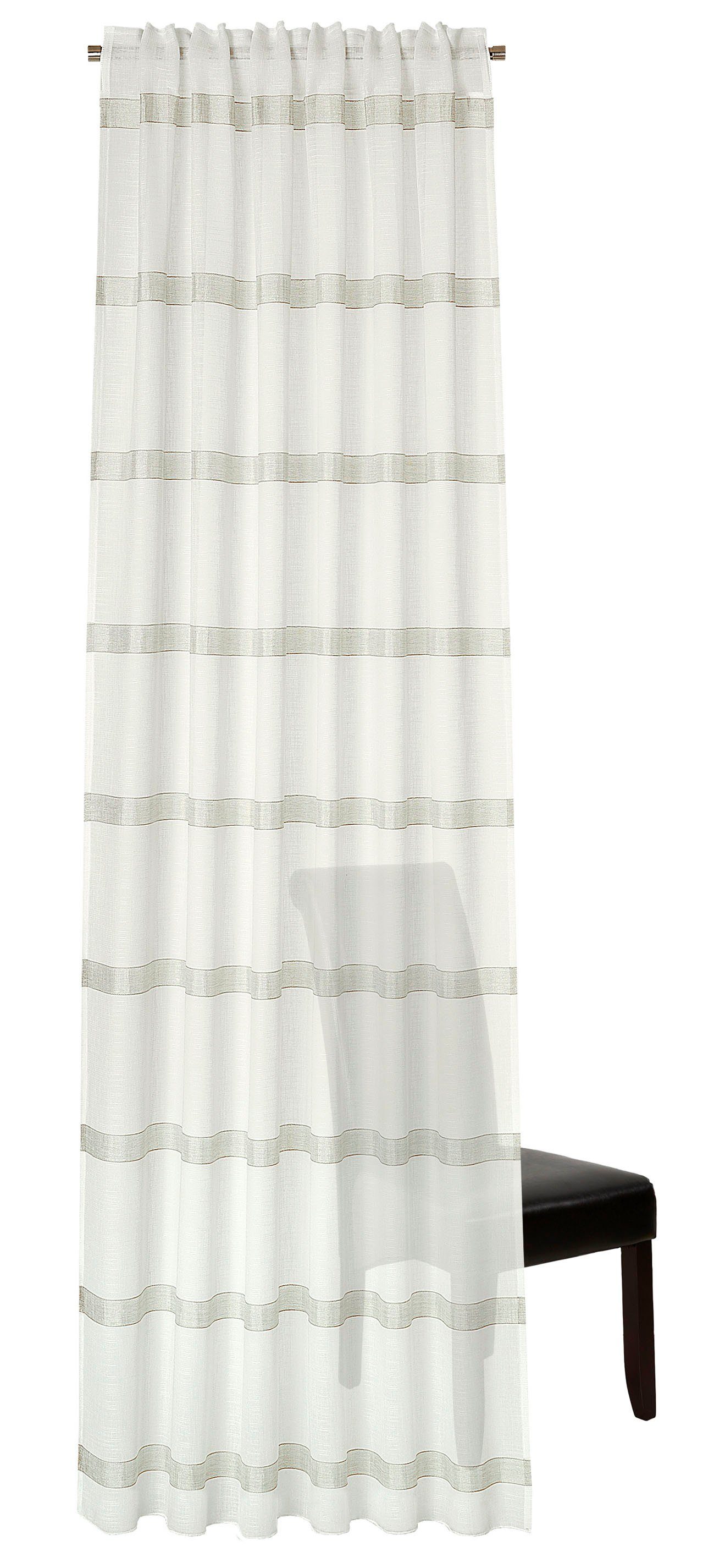 Vorhang Portis, Neutex verdeckten mit (1 Jacquard, Schlaufen halbtransparent, for verdeckte St), you!, Schlaufen Schal 245x140, HxB: wollweiß/natur