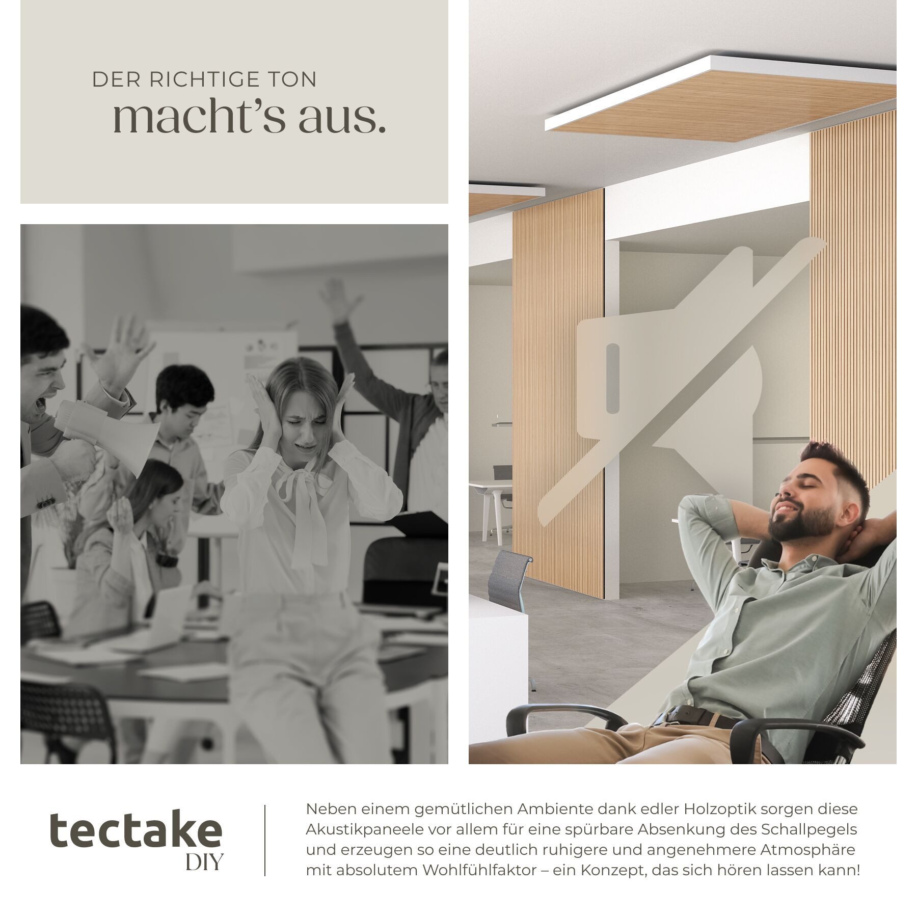 tectake Wandpaneel Echtholzfurnier Akustikverkleidung 120x60 cm schallabsorbierend MDF, BxL: 60x120 cm, (Lamellenpaneele SonicWall III, 8-tlg., in Eiche hell) e – Bild 5 von 5