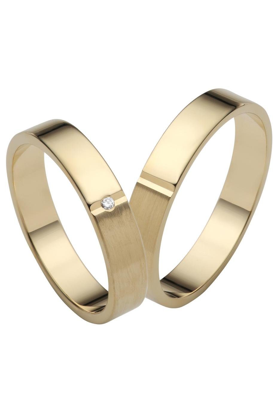 Firetti Trauring Schmuck Geschenk Gold 750 Hochzeit Ehering "LIEBE", Made in Germany - mit o. ohne Brillant/Diamant gelbgoldfarben