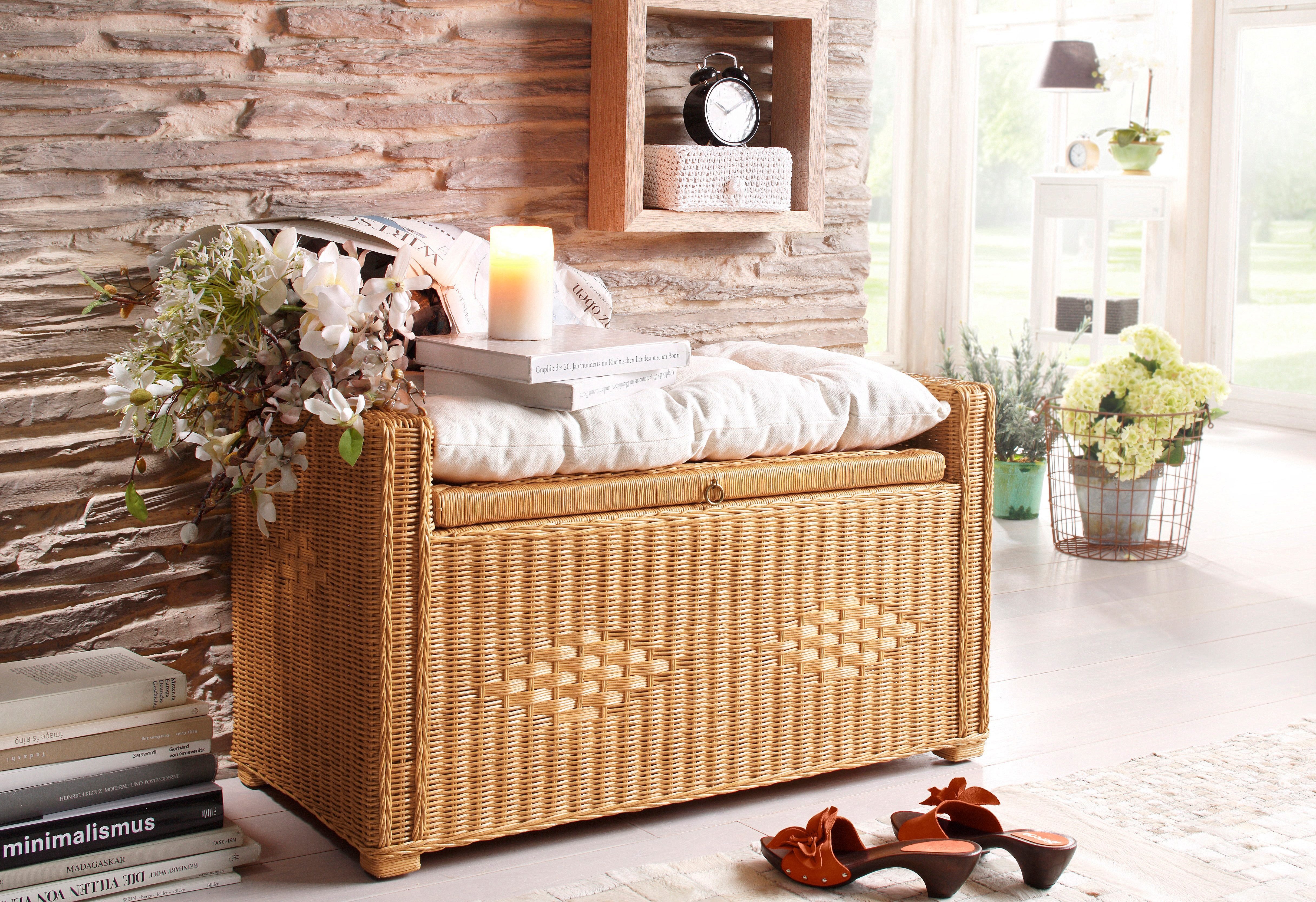 Home affaire Sitztruhe Schönerempfang, TOPSELLER! (Rattan-Bank, OTTOs Choice), Belastbar bis max. 80 Kg, mit Stauraum