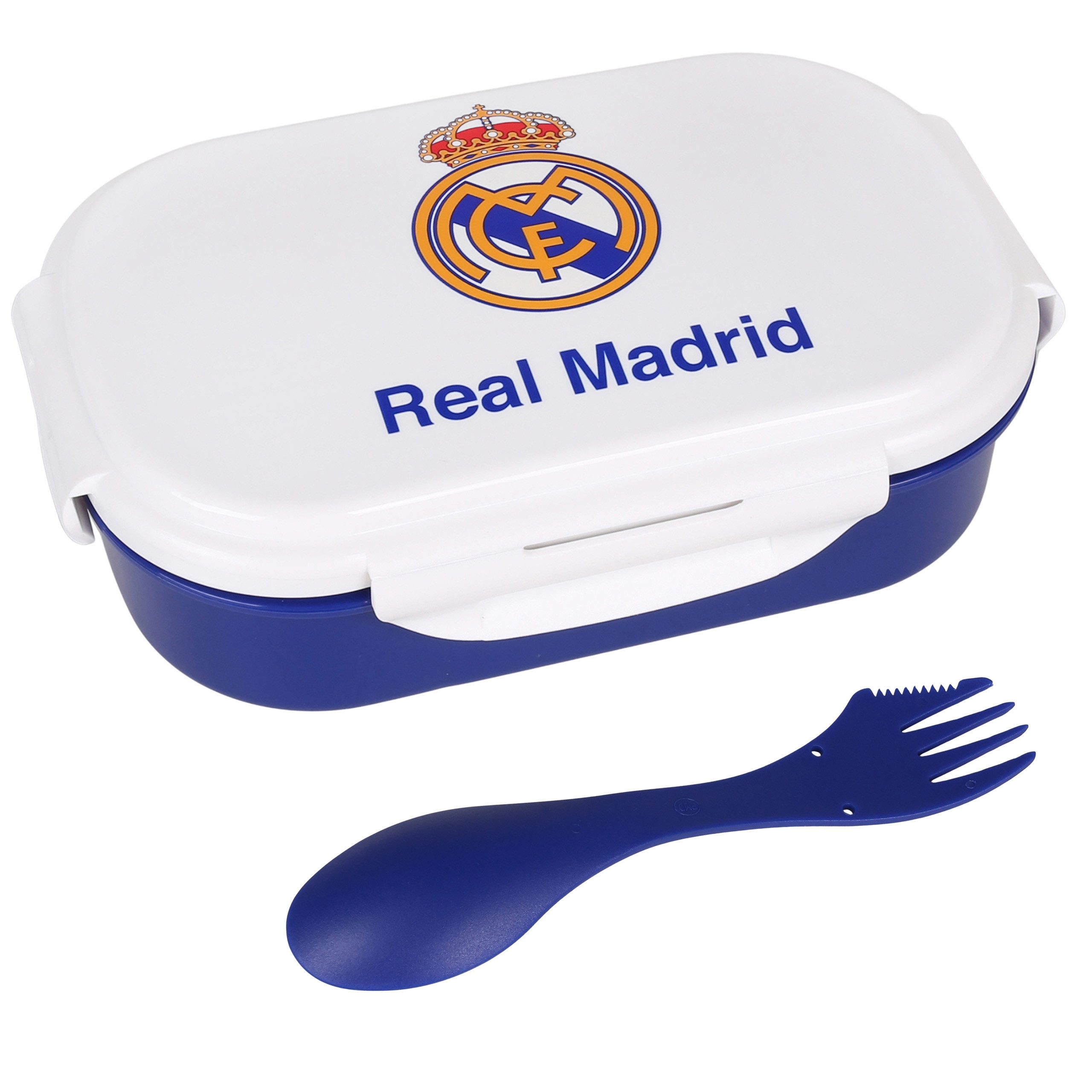 Real Madrid Lunchbox Real Madrid Frühstücksbox mit Löffel, Schulfrühstücksbox, Lunchbox