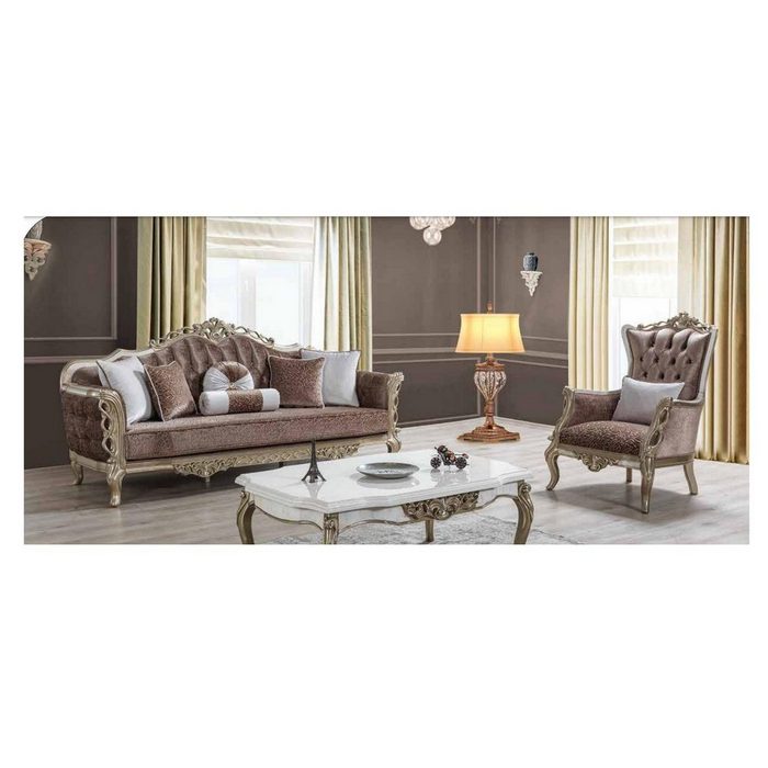 JVmoebel Sofa Sofagarnitur 3+1 Sitzer Sofa Sessel Stoff Luxus Wohnzimmer Möbel