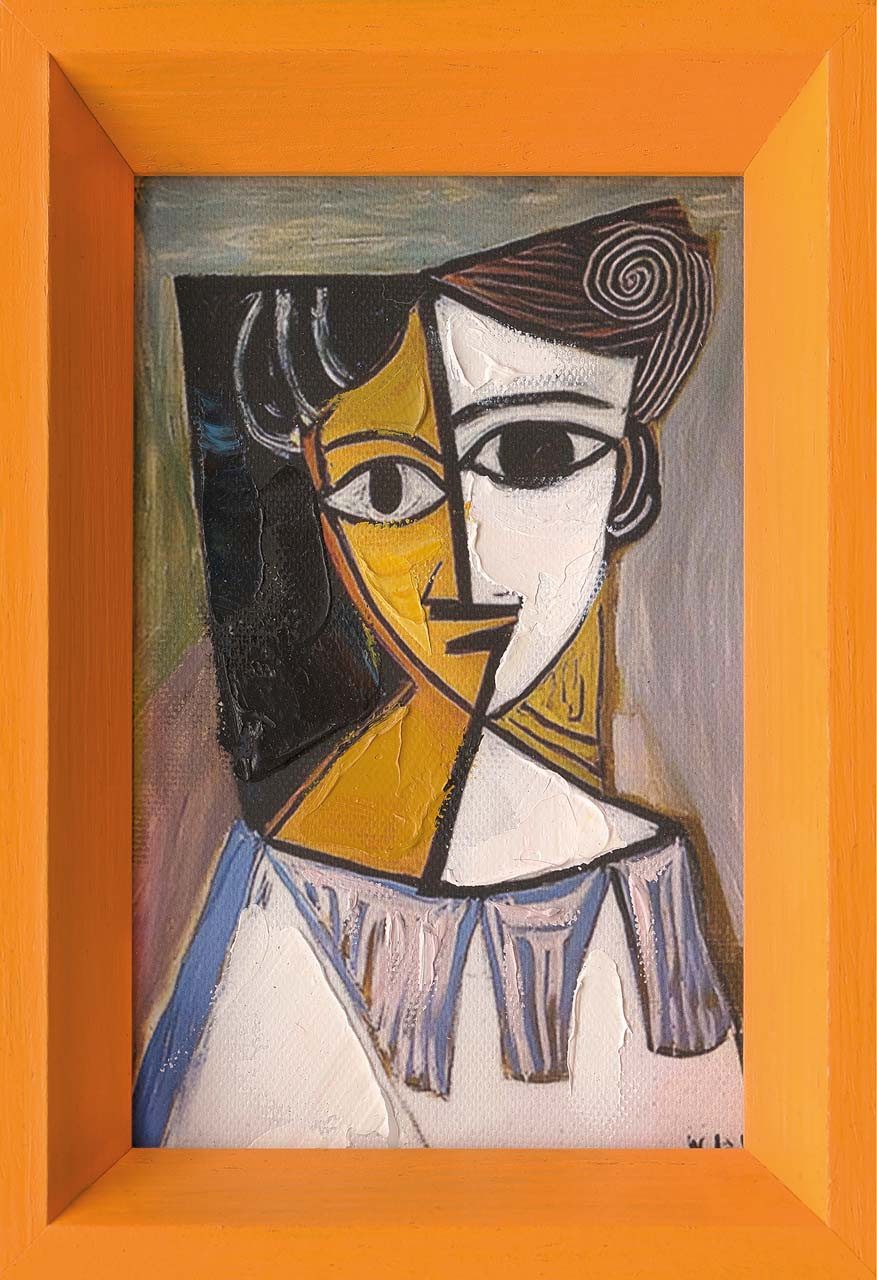ArtUniverse Gemälde Abstract Golden Woman 13x18 cm, Menschenmotiv