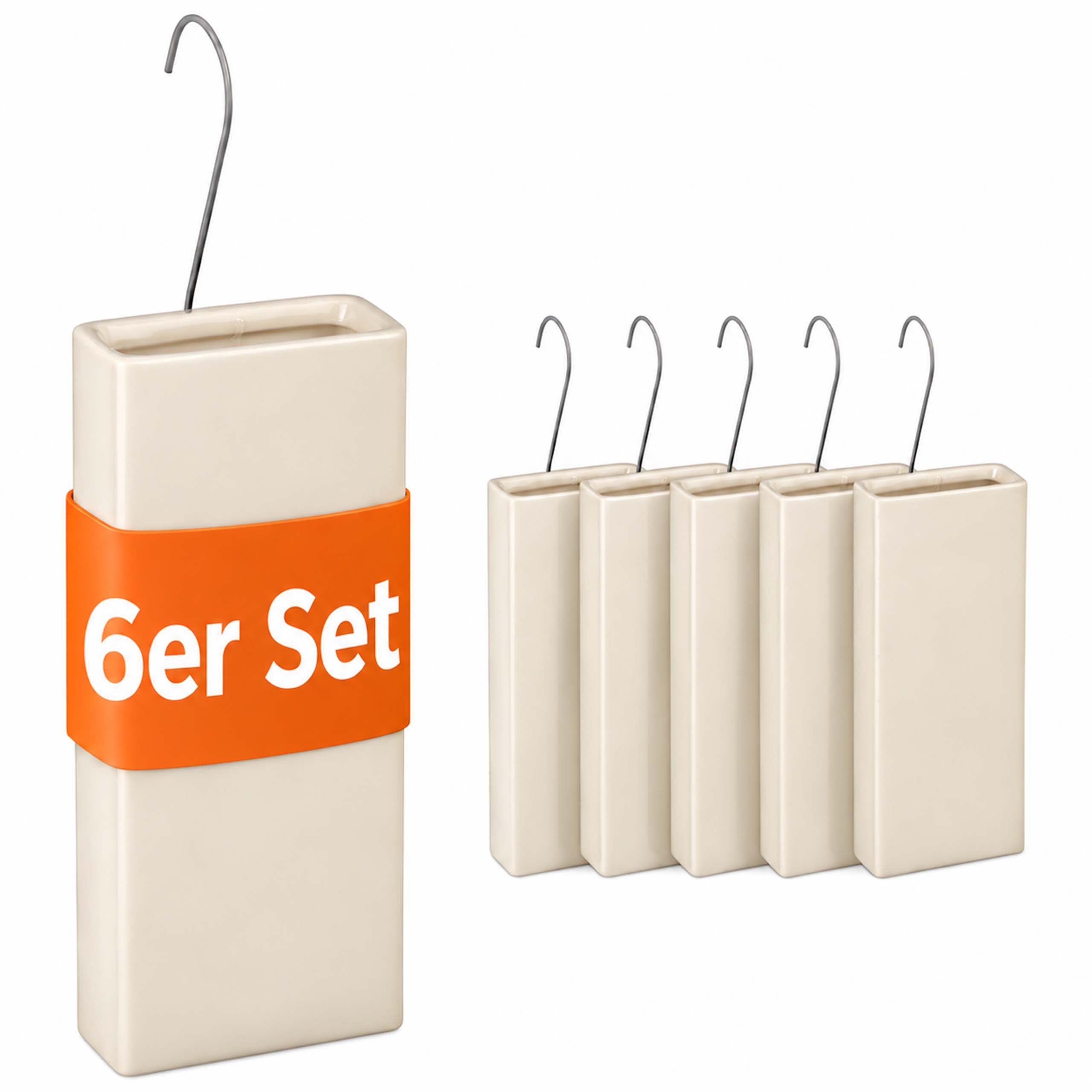 relaxdays Luftbefeuchter Heizkörper 6er Set, 0.4 l Wassertank, Beige