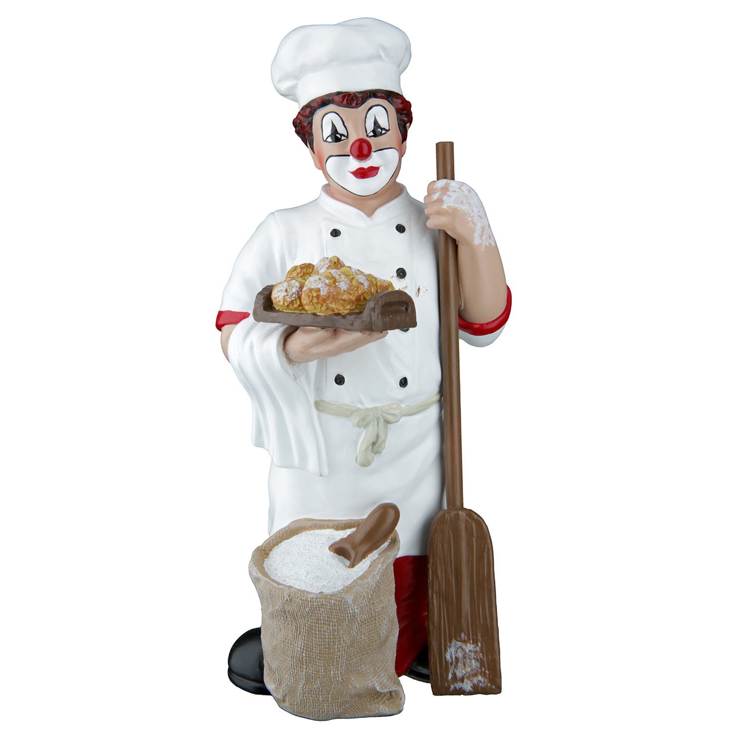 GILDE Sammelfigur Clown OFENFRISCH - weiß - Kunstharz - Höhe 15cm x Breite 7cm (1x Clown, Zirkusclown), Lachnummer - Lustiger - Alberner - Joker