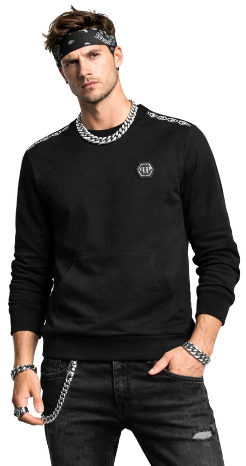 PHILIPP PLEIN Sweatshirt Sweater Tape Logo Pulli Pullover eine Kängurutasch günstig online kaufen