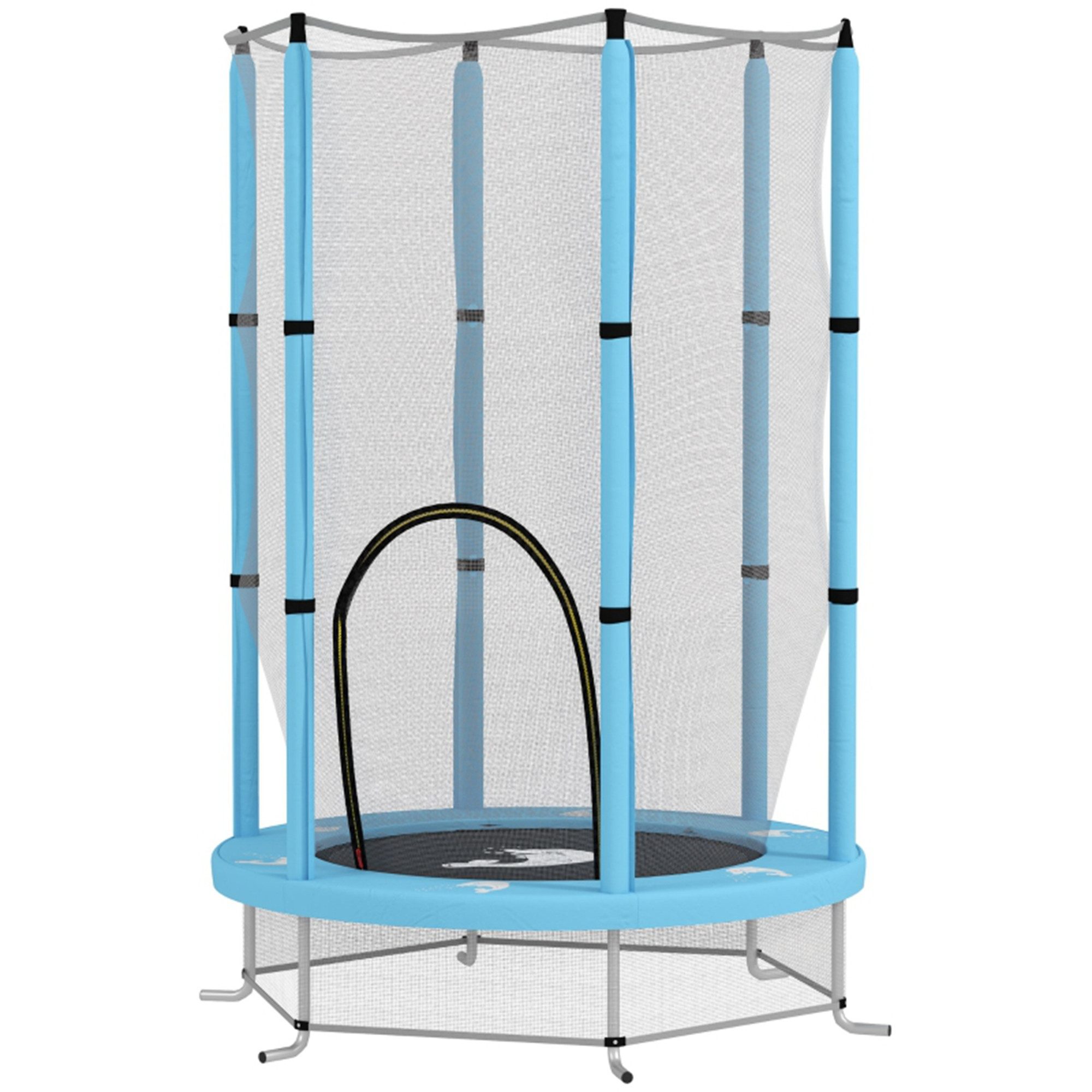 MC Star Gartentrampolin Kinder Trampolin Ø140 cm, Indoor Trampolin mit Sicherheitsnetz, Randabdeckung Gummiseil, Kindertrampolin mit Tür mit Reißverschluss
