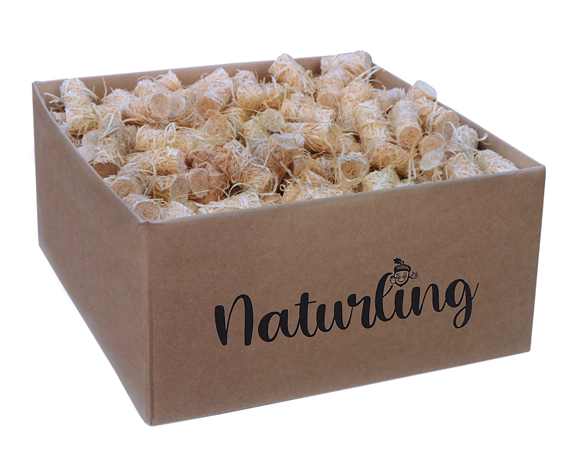 naturling Grillanzünder Holzwolle Anzünder gewachst, 5 kg, (400-St), natürliche Bio Anzündwolle für Kamin und Grill