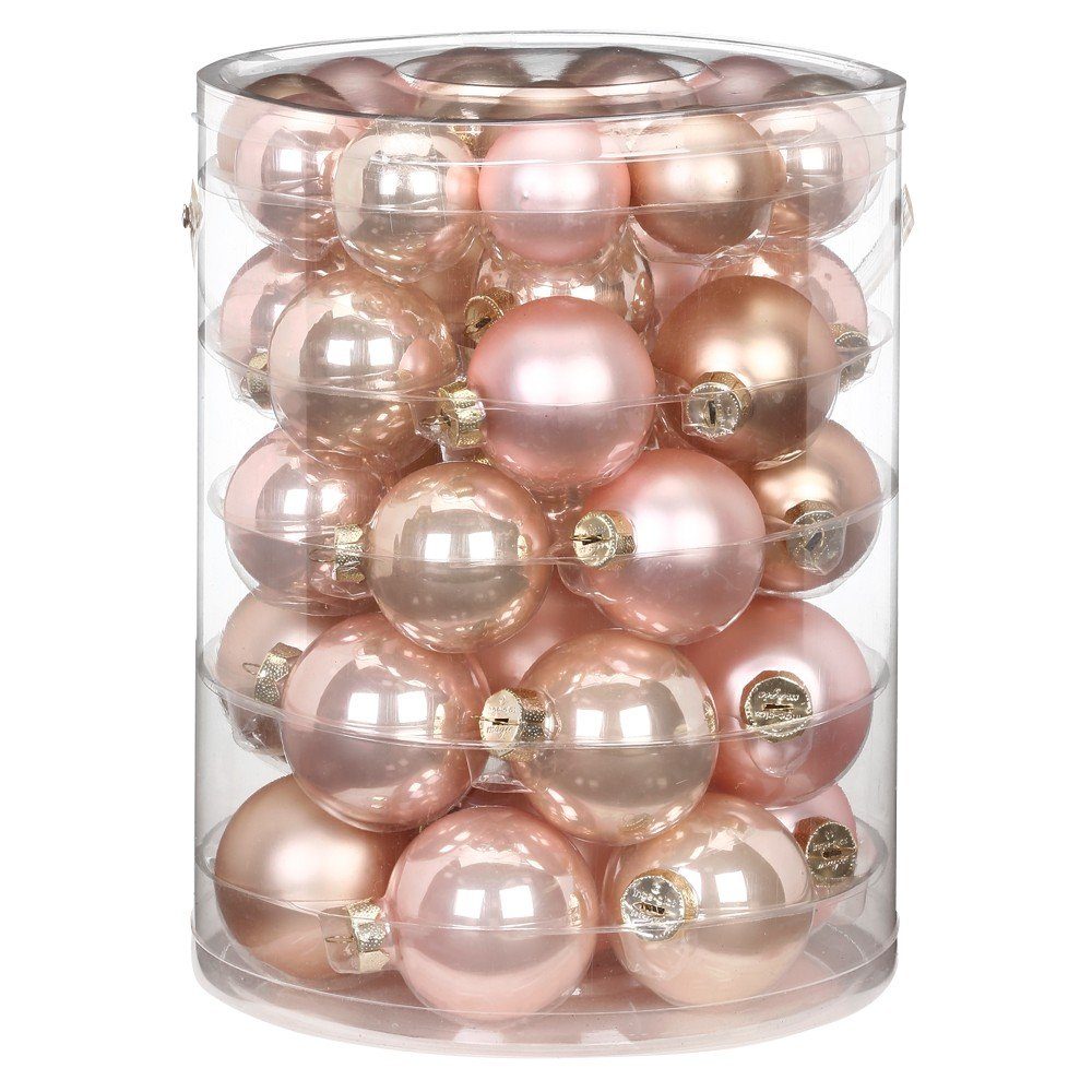MAGIC by Inge Weihnachtsbaumkugel, Weihnachtskugeln Glas 4-6cm Mix 44er Set - Pearly Rose