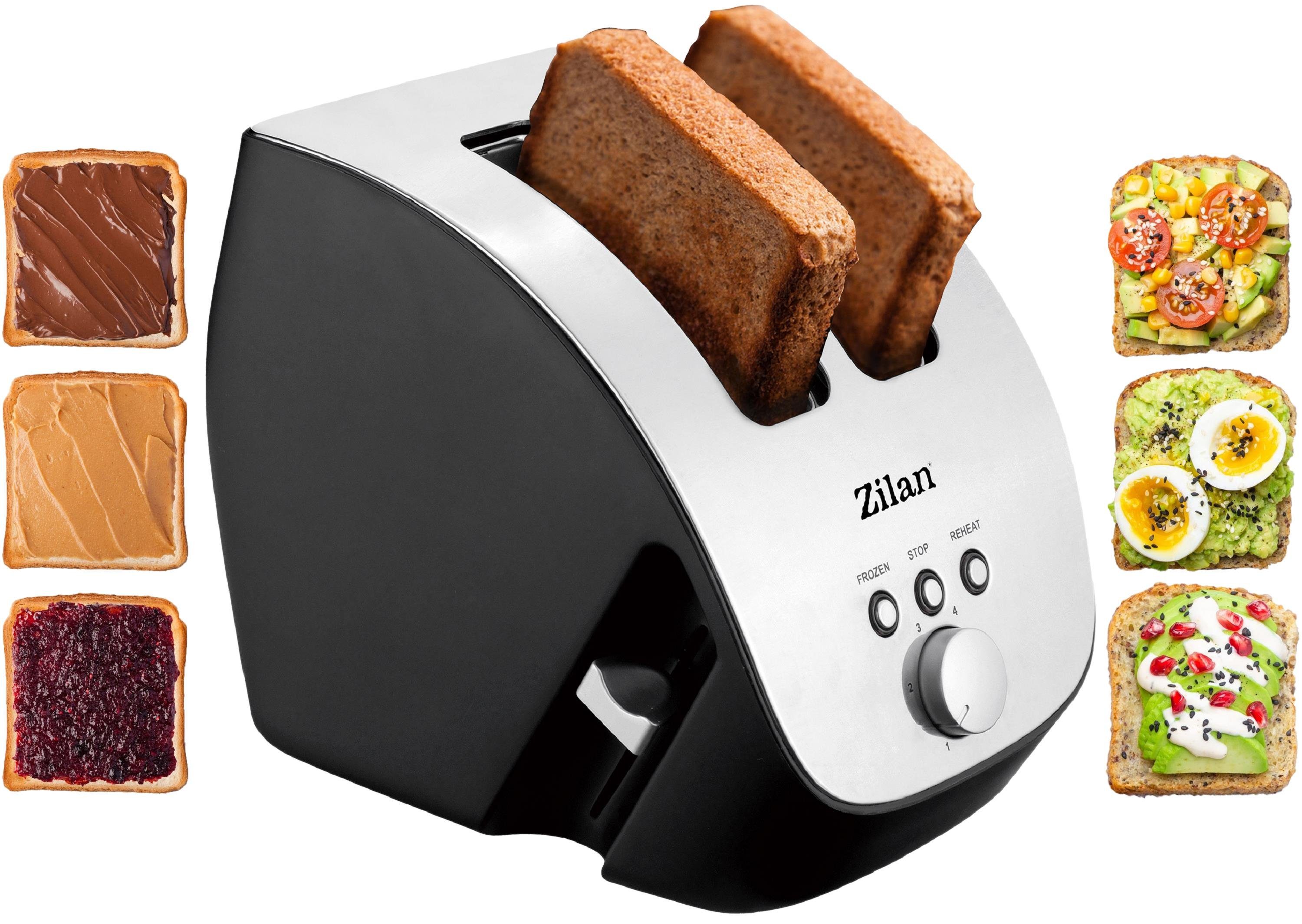 Zilan Toaster für Gehäuse 1000 Edelstahl 2 W, große 2 Scheiben, ZLN-2690, Schlitze