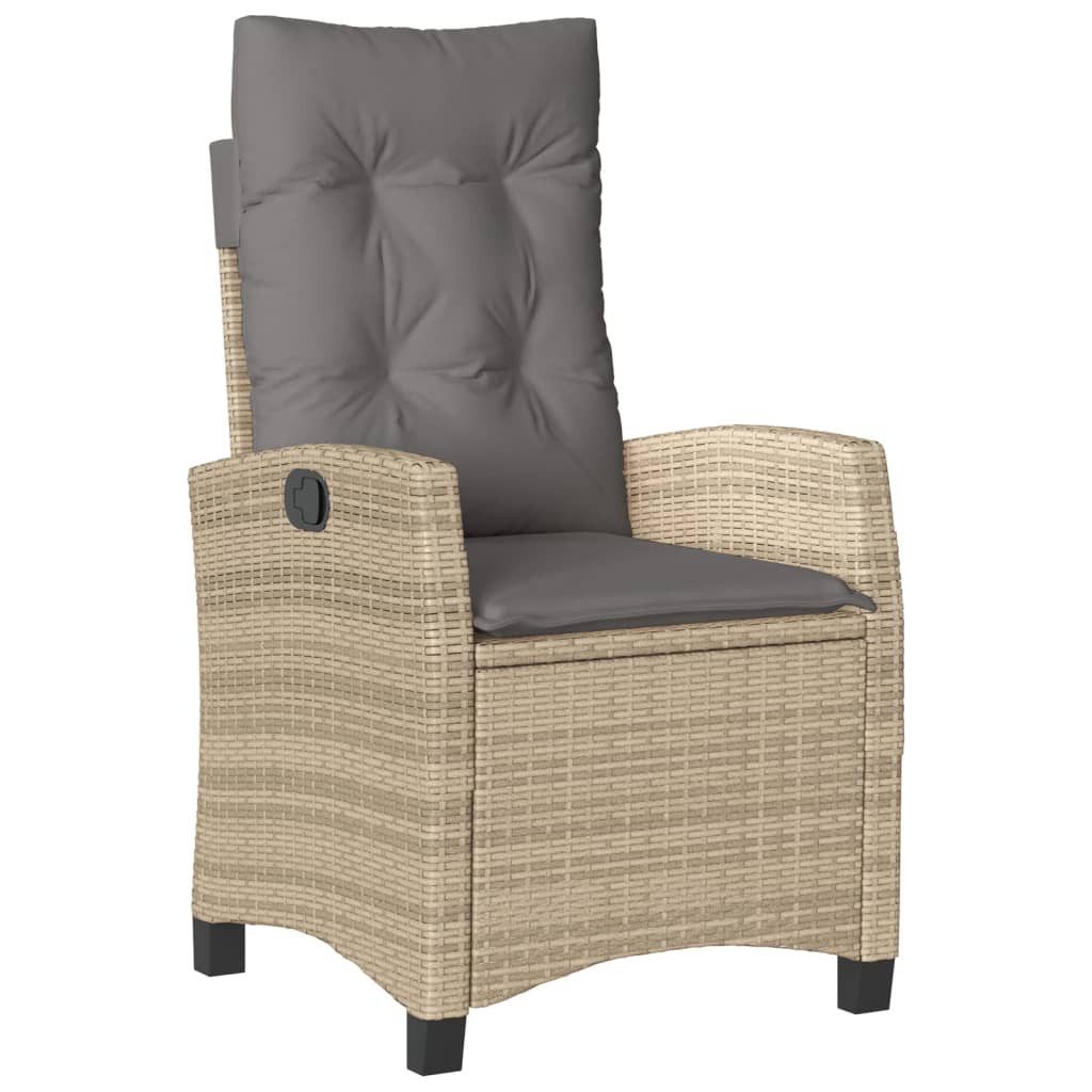 vidaXL Gartensessel, Outdoor Sessel mit Kissen Verstellbar Beigemischung Poly Rattan
