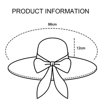 Lubgitsr Strohhut Strohhut mit Breiter Krempe für Frauen Damen Tägliche Dekoration (1-St)