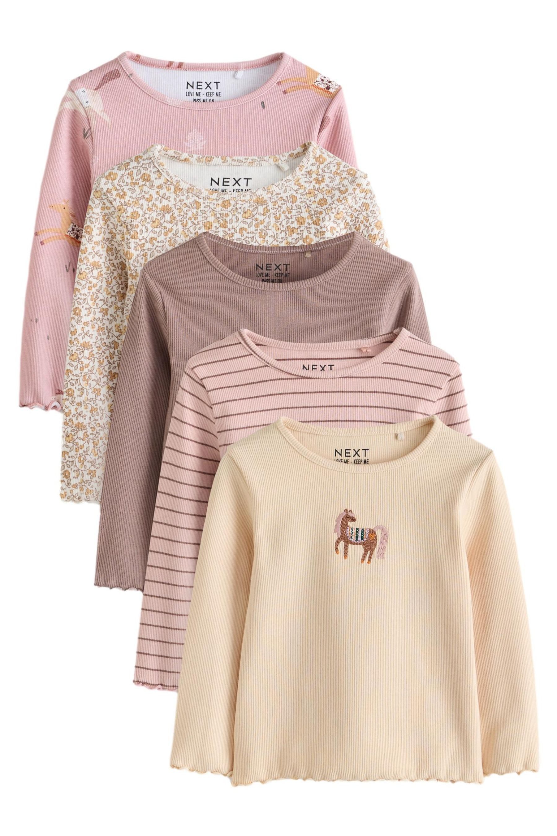 Next Langarmshirt 5er-Pack gerippte Langarmoberteile (5-tlg)