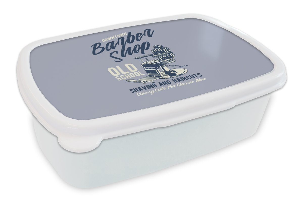 Lunchbox (2-tlg), Brotdose, für Vintage, Erwachsene, Brotbox Mancave - weiß und - für MuchoWow Barbier - - Luxus Kinder und Mädchen Kunststoff, Jungs Stuhl