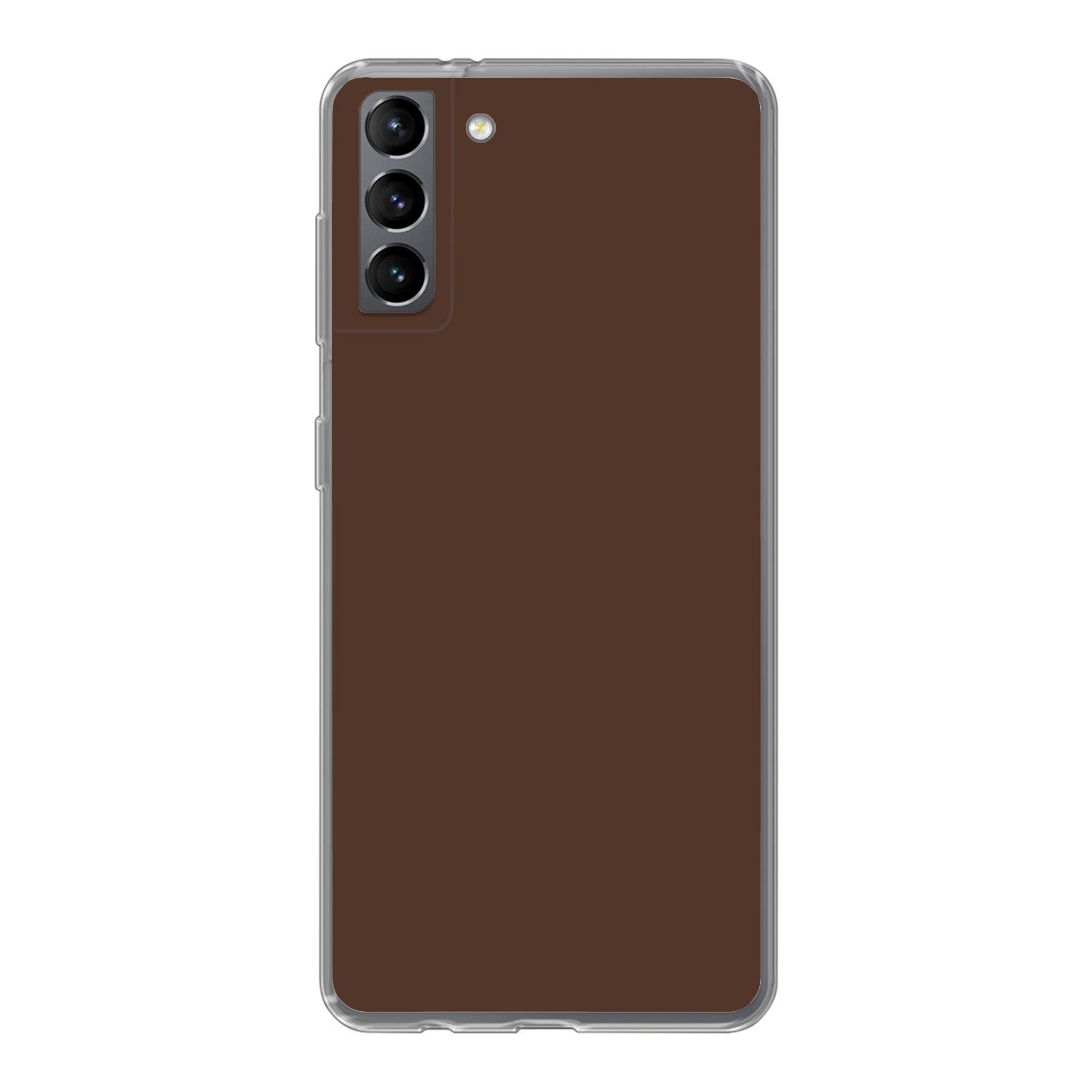 MuchoWow Handyhülle für Samsung Galaxy S21 Plus Braun - Dunkel - Farben, Phone Case, Silikon, Schutzhülle Dünn