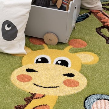 Kinderteppich Kinderzimmer Teppich Dschungel Zoo Tiere Giraffe, TT Home, Läufer, Höhe: 16 mm