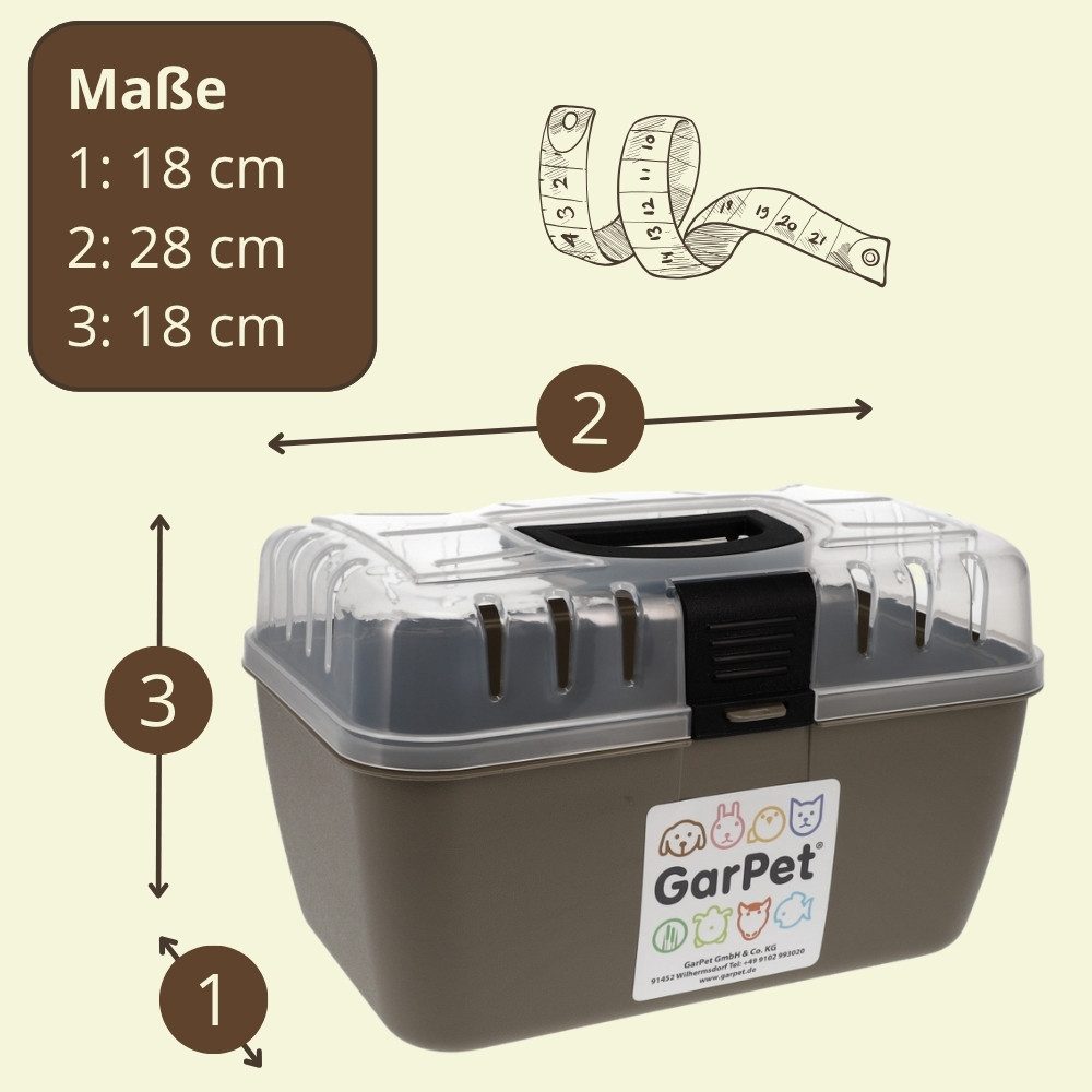 GarPet Tiertransportbox Kleintier Transportbox Hamster Transportbox Meerschweinchen Reisekäfig