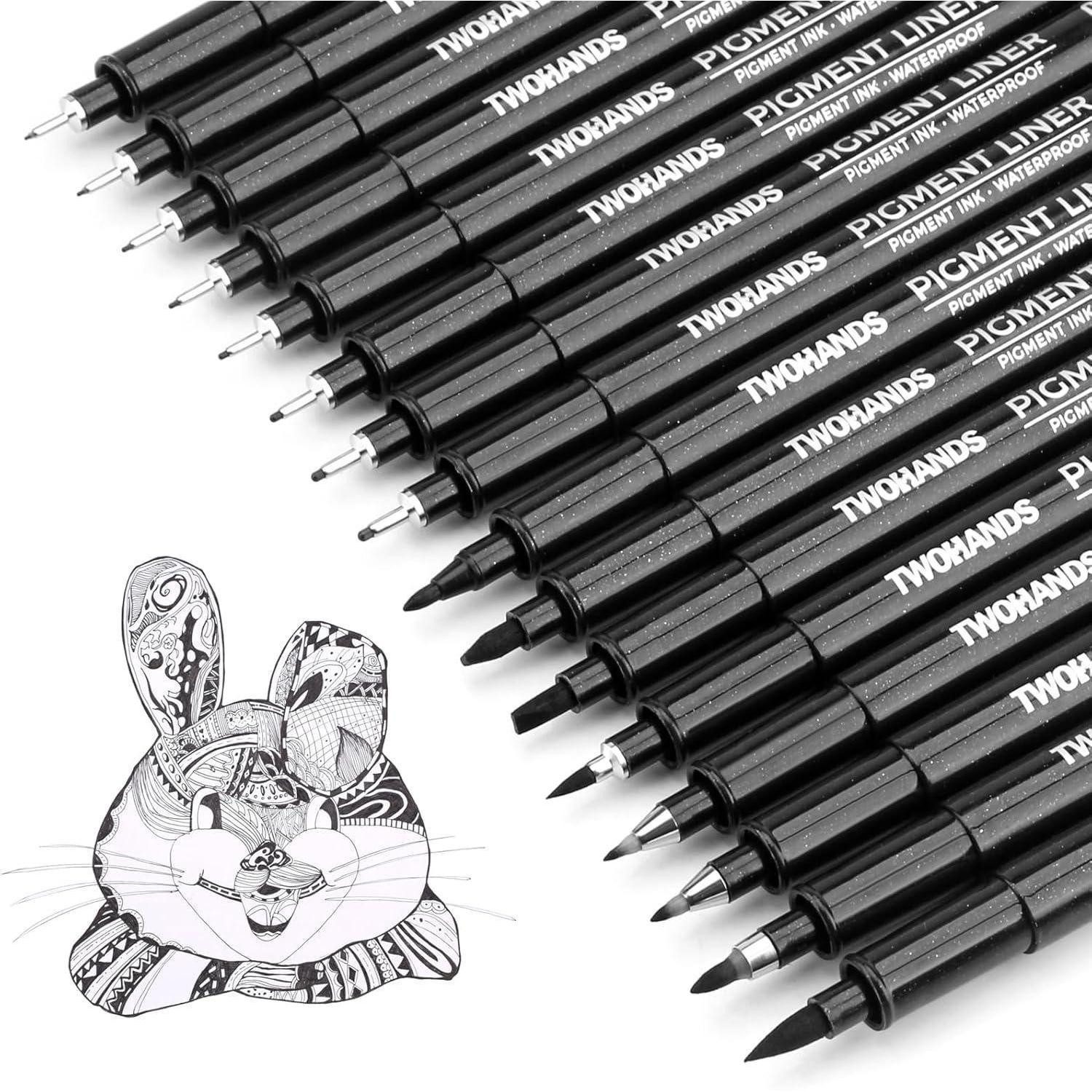 LuxusKollektion Fineliner Fineliner schwarz Pigmentliner wasserfest Kalligraphie 16