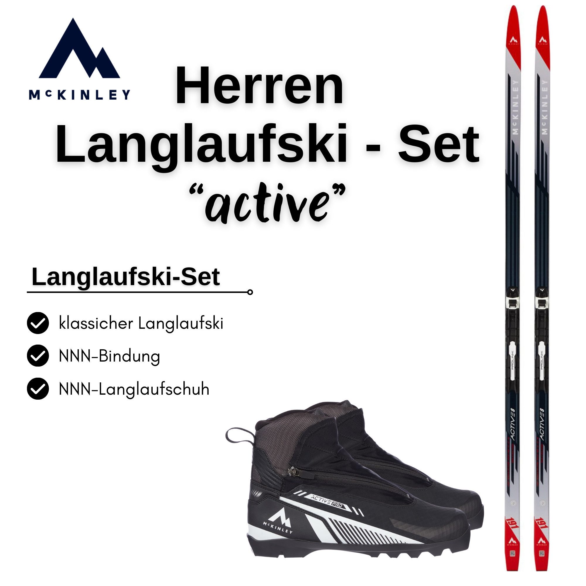 McKINLEY Langlaufski McKINLEY Herren Langlauf-Set Active 8 Grip mit NNN-Bindung & Schuh
