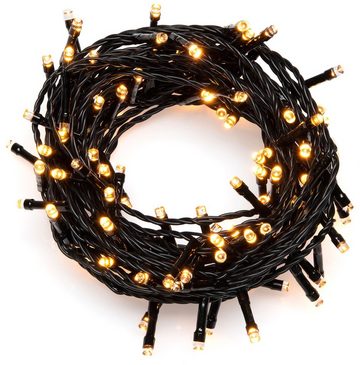 KONSTSMIDE LED-Lichterkette Weihnachtsdeko aussen, 160-flammig, LED Lichterkette, mit Glimmereffekt, 160 bernsteinfarbene Dioden