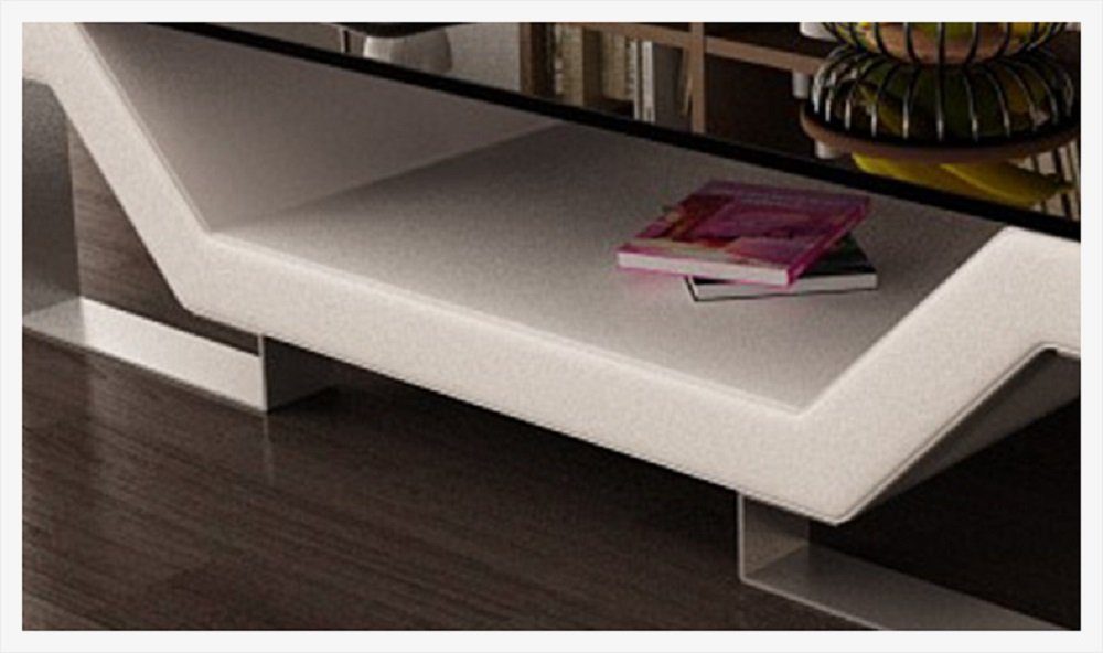 Couchtisch Weiß/Schwarz JVmoebel Tisch Design Farbe Tische Glastisch Couchtische wählbar! Gepolsterter