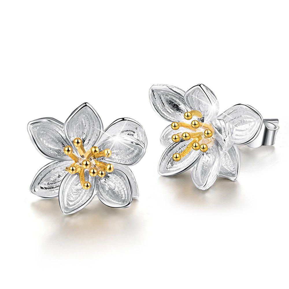 Paar Ohrstecker elegante Lotus Blume Ohrstecker