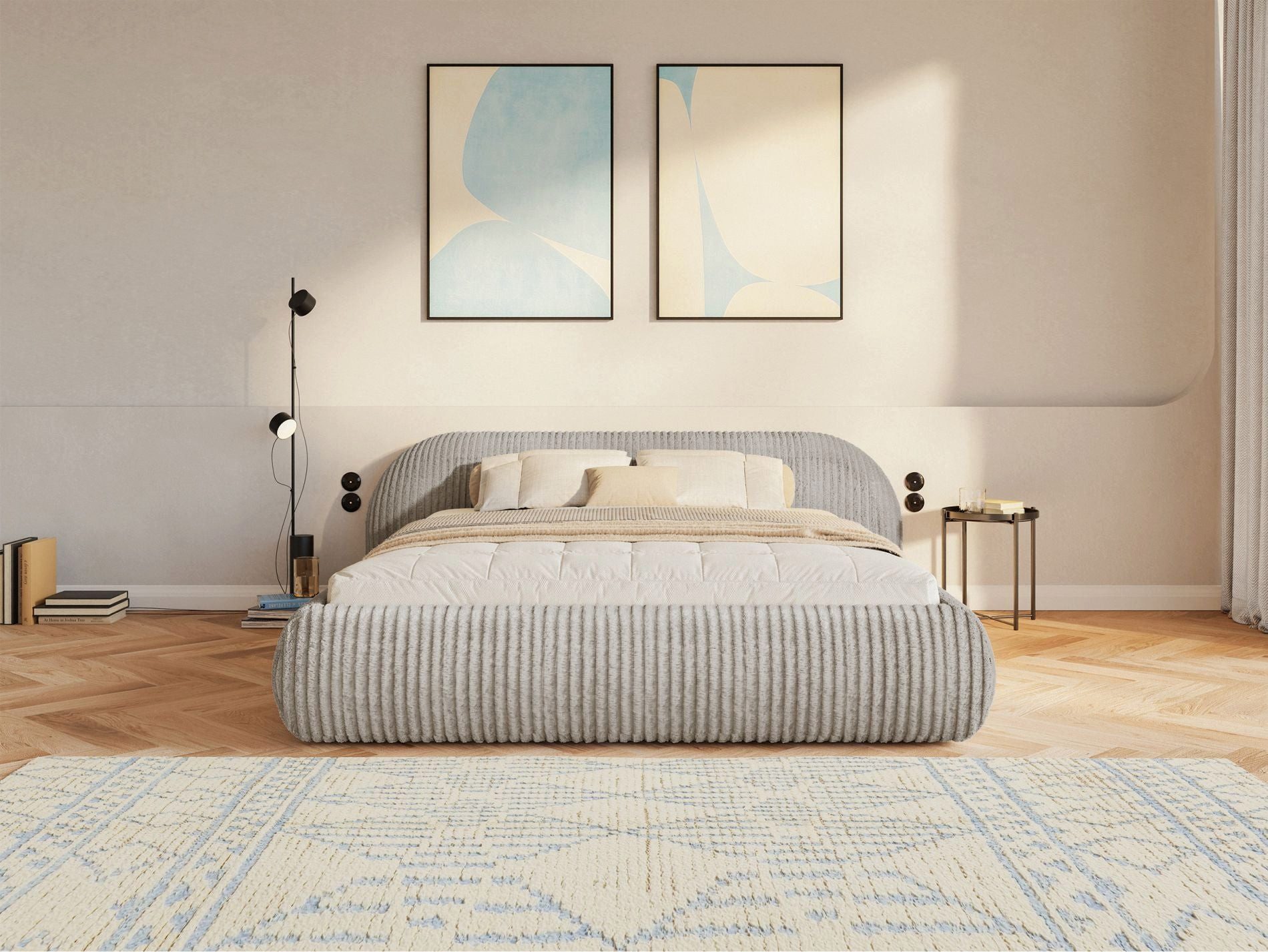 Selsey Polsterbett SHELS LOW, mit Rolllattenrost, Kopfteil und Breitcord, 140, 160, 180, 200 cm