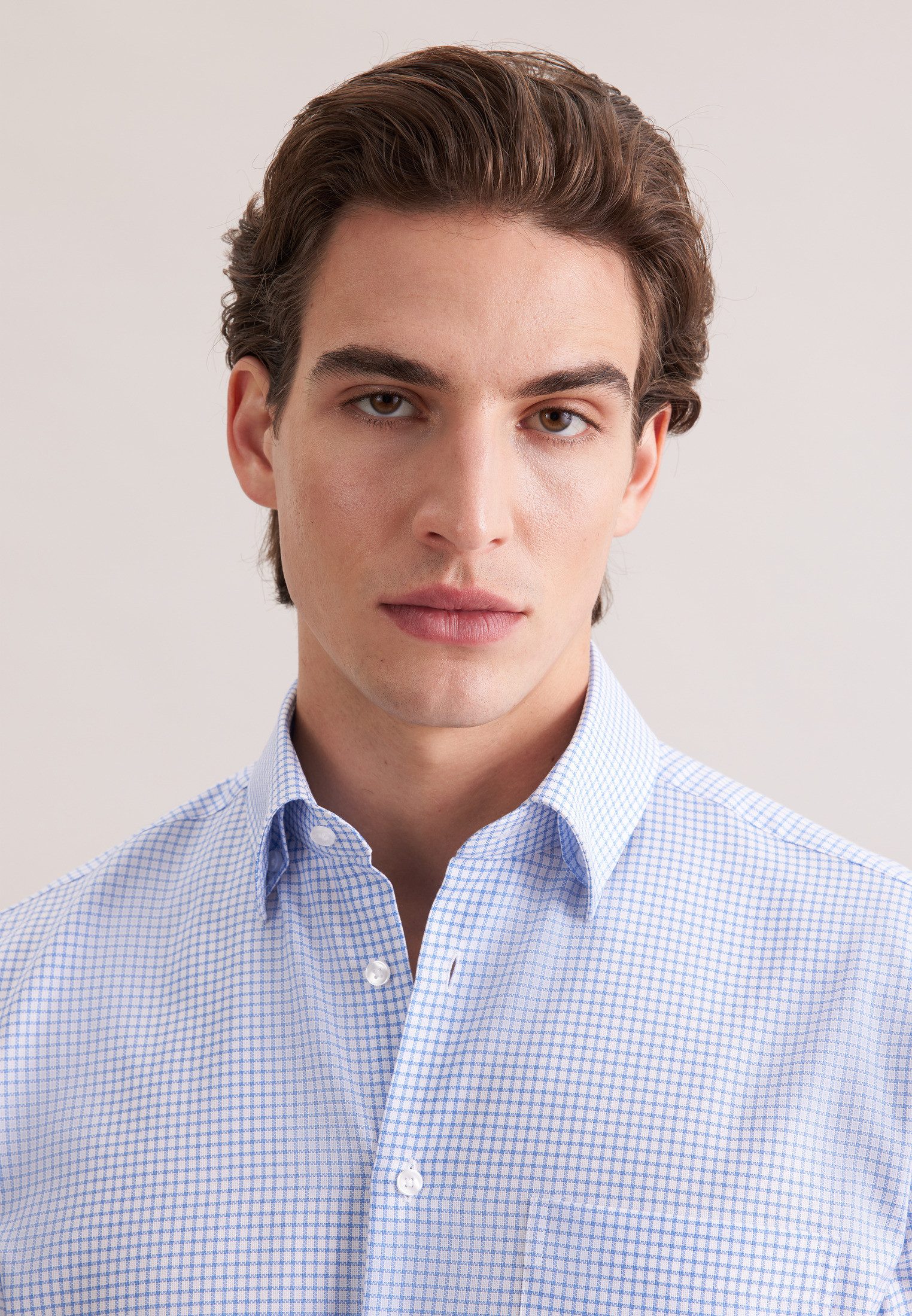 seidensticker Businesshemd Schwarze Rose Regular 1/2 Covered-Button-Down-Kragen Karo