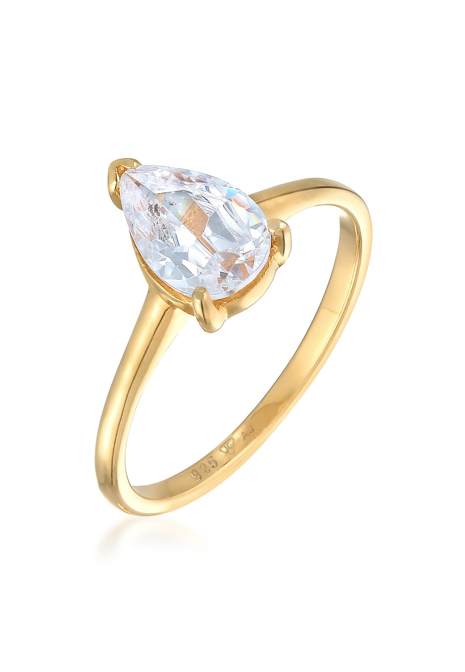 Elli Fingerring Solitär Zirkonia Tropfen 925 günstig online kaufen