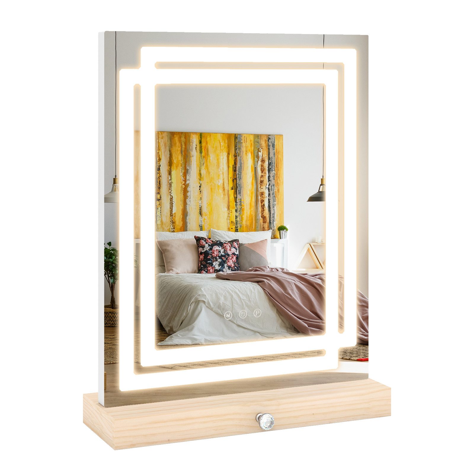 COSTWAY Schminkspiegel LED Kosmetikspiegel (1-St), Spiegel mit dimmbaren Modi, Smart-Touch-Steuerung