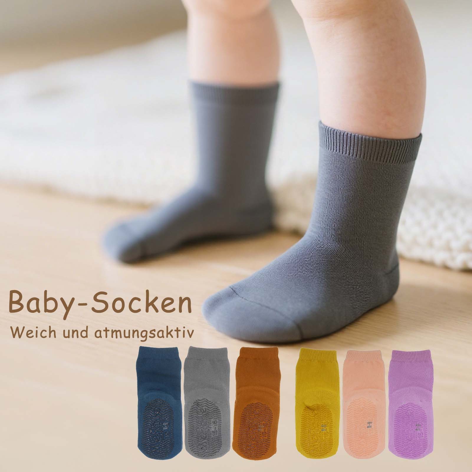 Mejale Kurzsocken Babysocken Jungen Mädchen Kurzsocken Anti Rutsch 3 Paar Baumwolle (Set, 3-Paar, 3 Paar) Wellenförmige Anti-Rutsch-Noppen